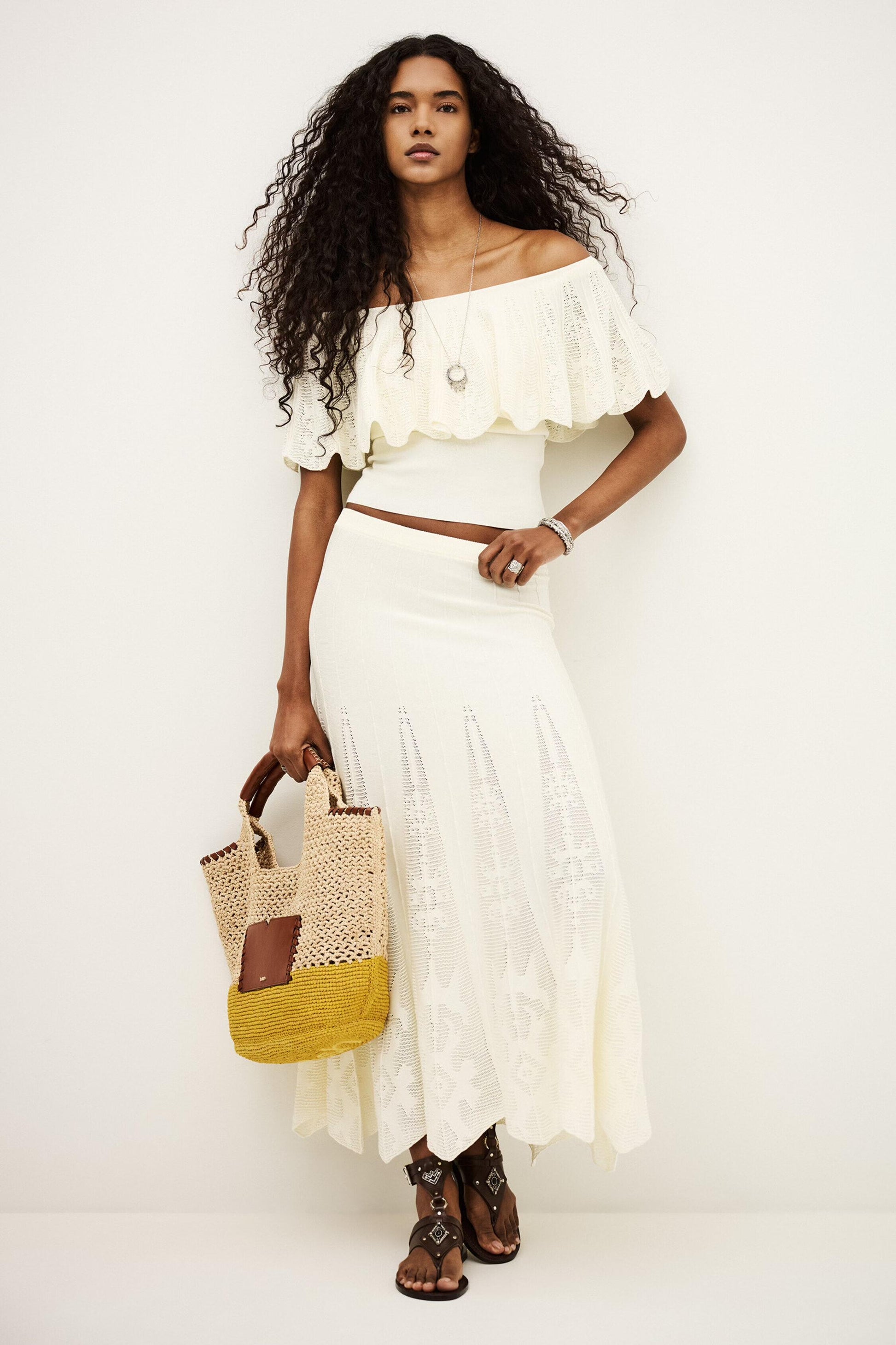 ba&sh Knit Maxi Skirt Serta Off-White