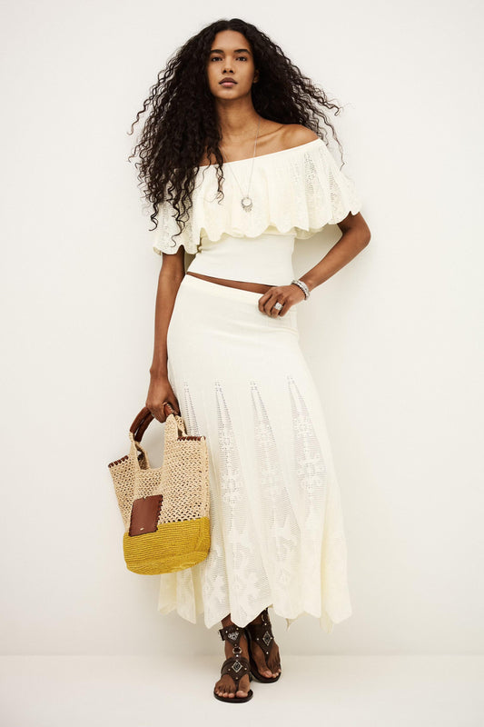 ba&sh Knit Maxi Skirt Serta Off-White