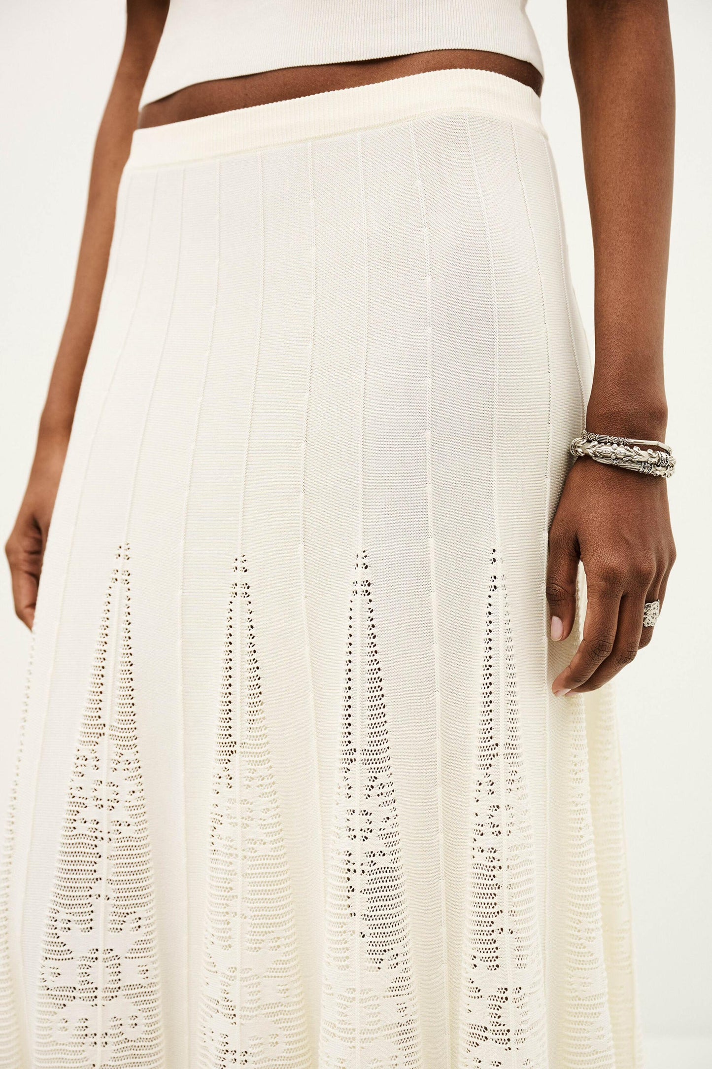 ba&sh Knit Maxi Skirt Serta Off-White