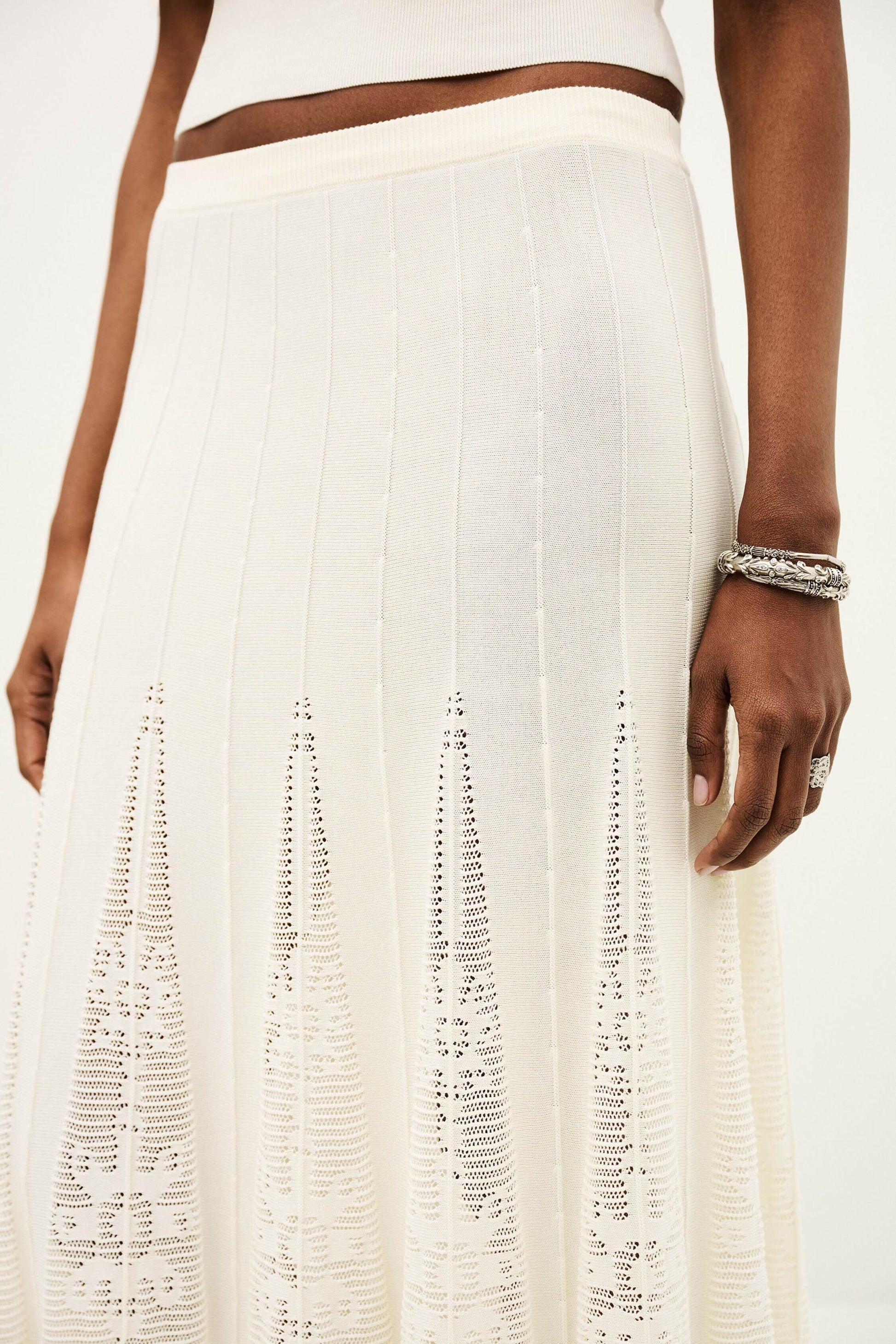 ba&sh Knit Maxi Skirt Serta Off-White