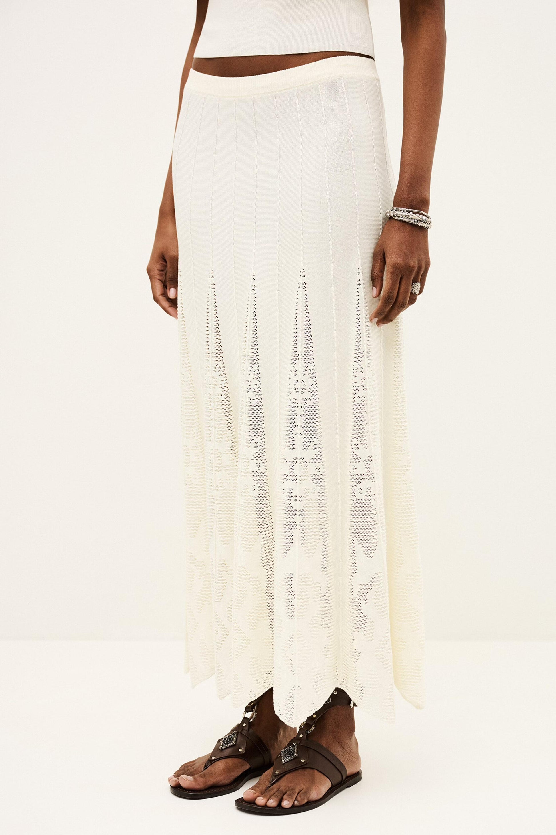 ba&sh Knit Maxi Skirt Serta Off-White