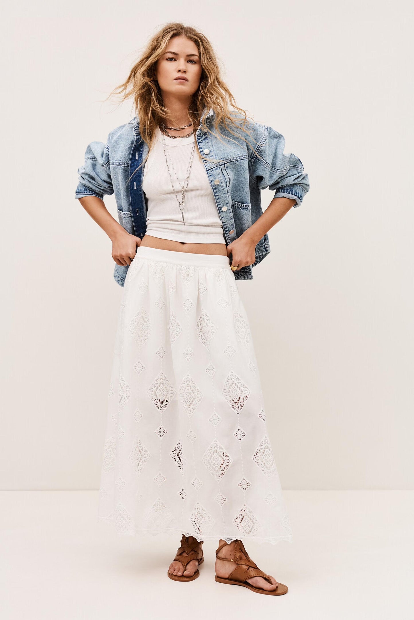 ba&sh Maxi Skirt Mona Off-White