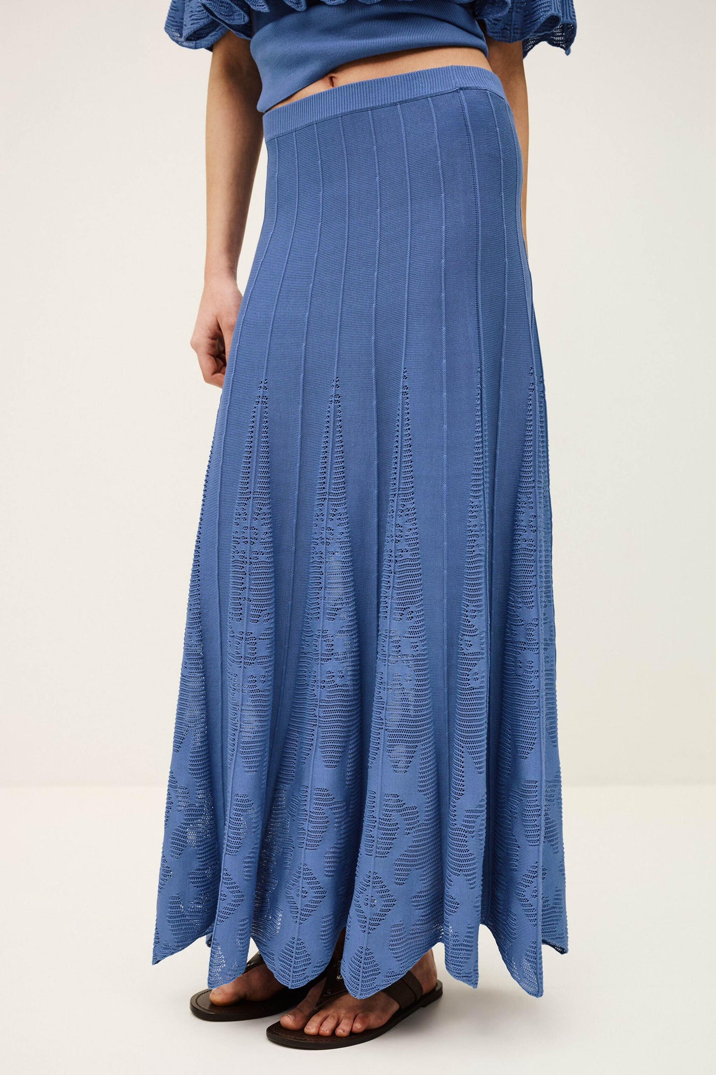 ba&sh Knit Maxi Skirt Serta Blue