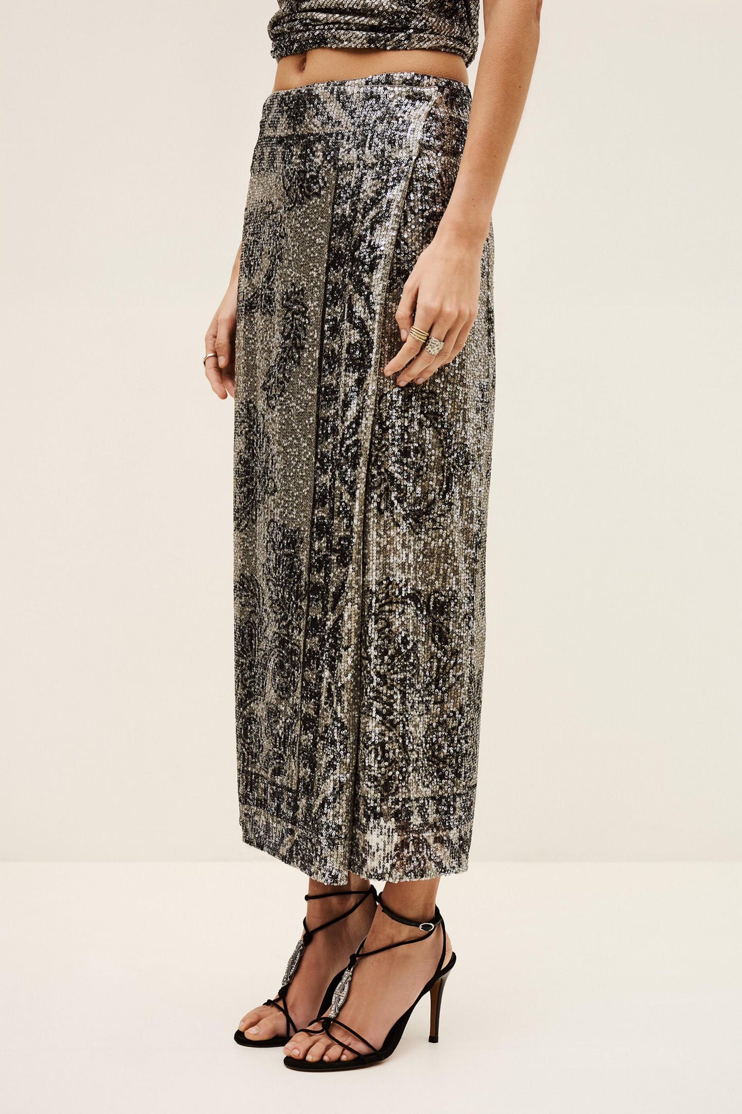 ba&sh Patterned Maxi Skirt Silvia Black