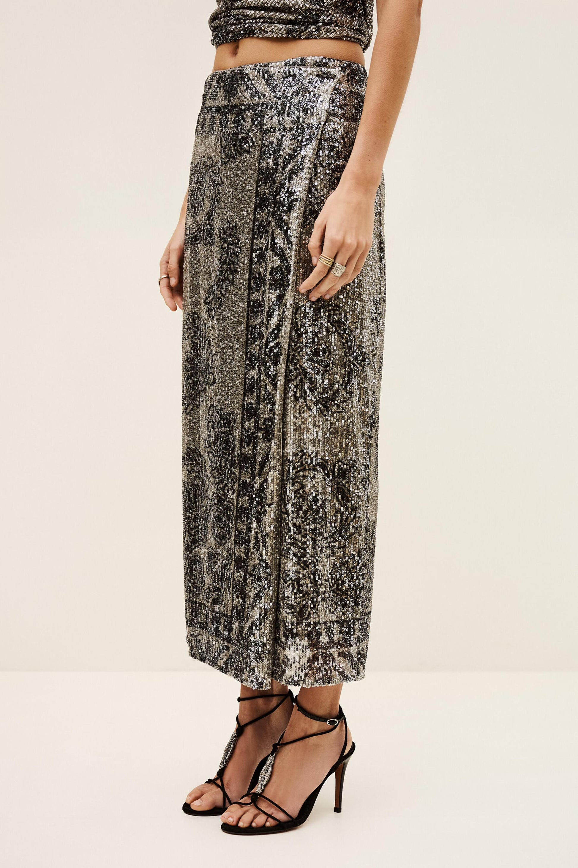 ba&sh Patterned Maxi Skirt Silvia Black