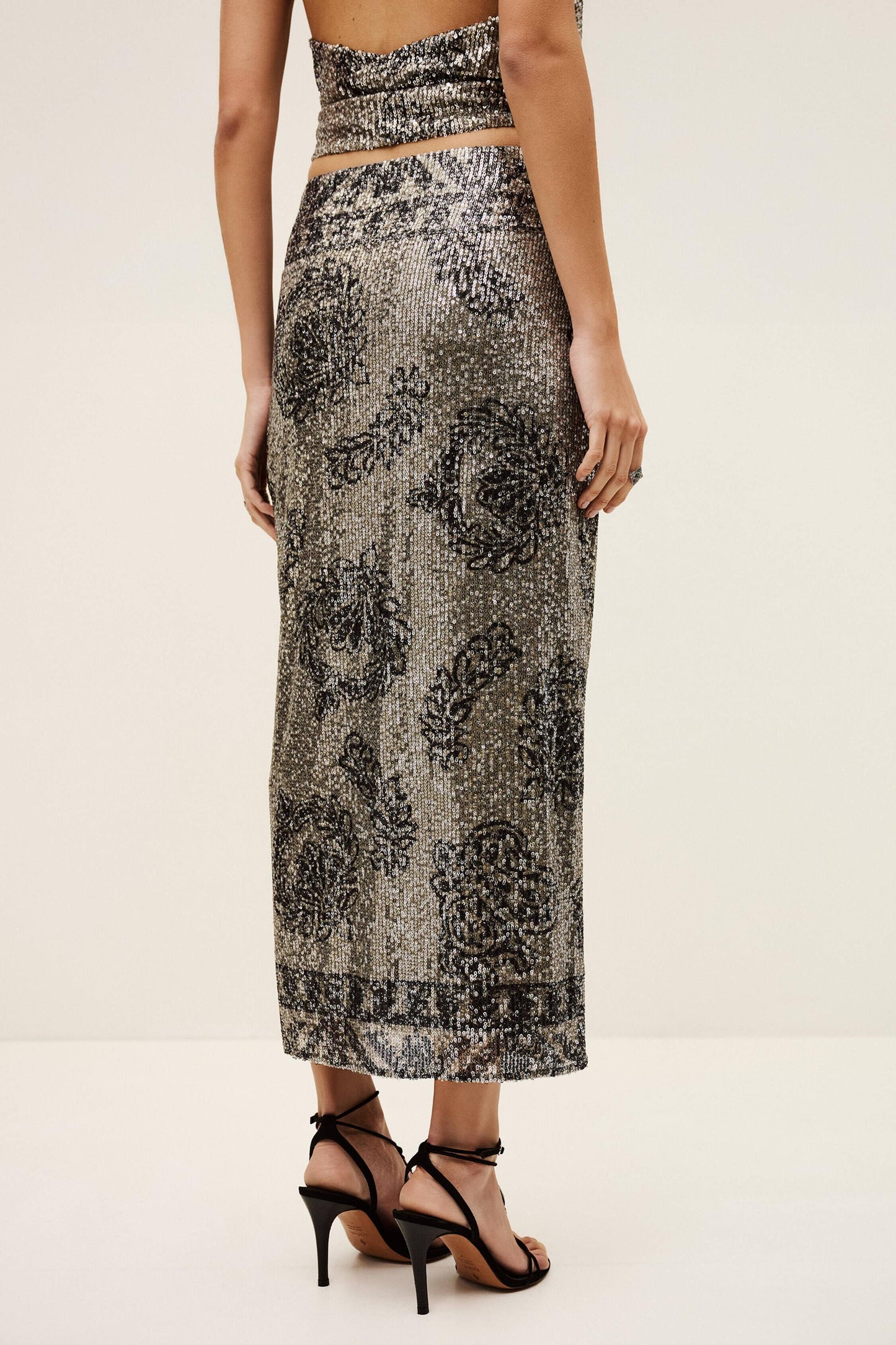 ba&sh Patterned Maxi Skirt Silvia Black