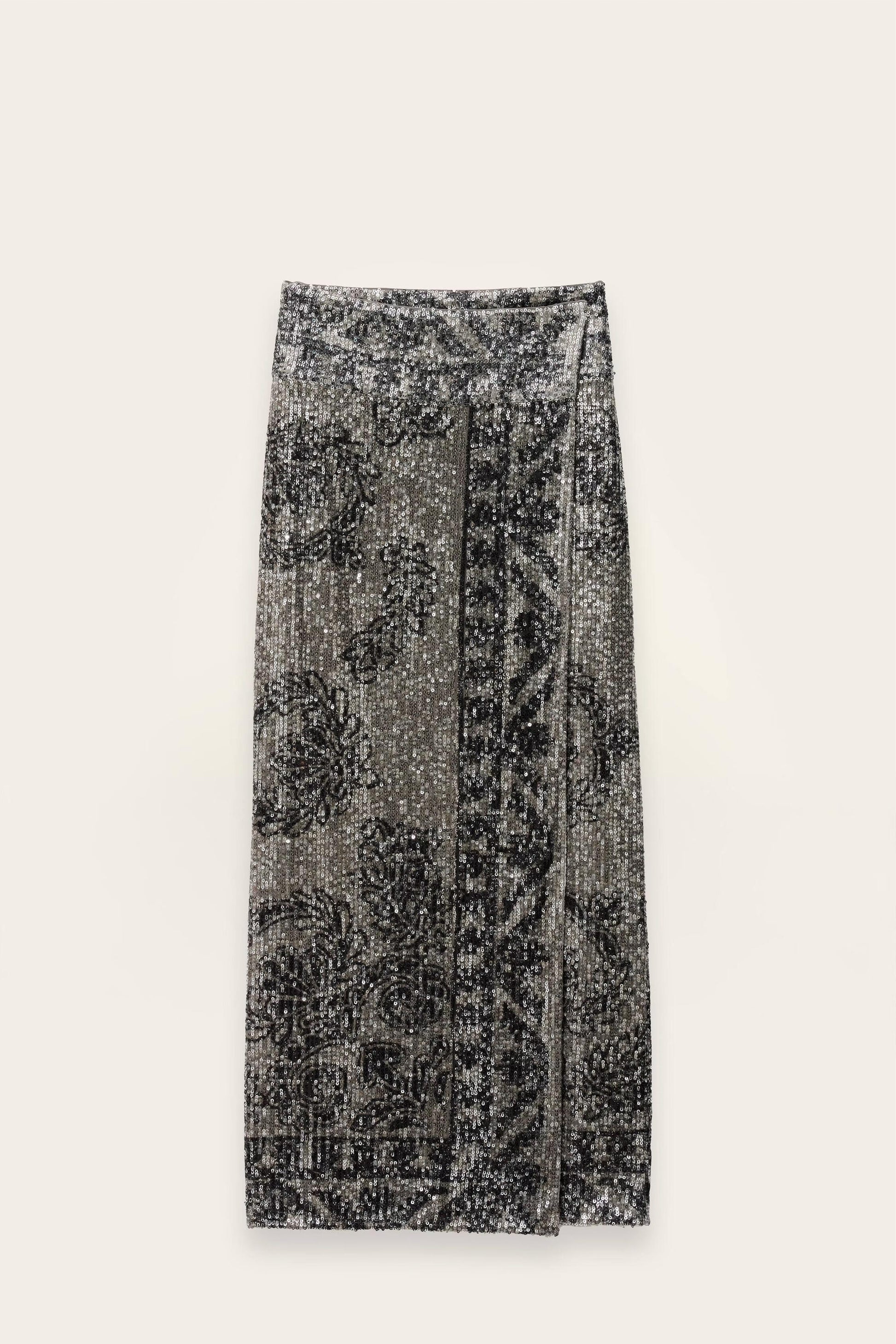 ba&sh Patterned Maxi Skirt Silvia Black