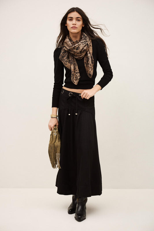 ba&sh Waisted Midi Skirt Ponia Black
