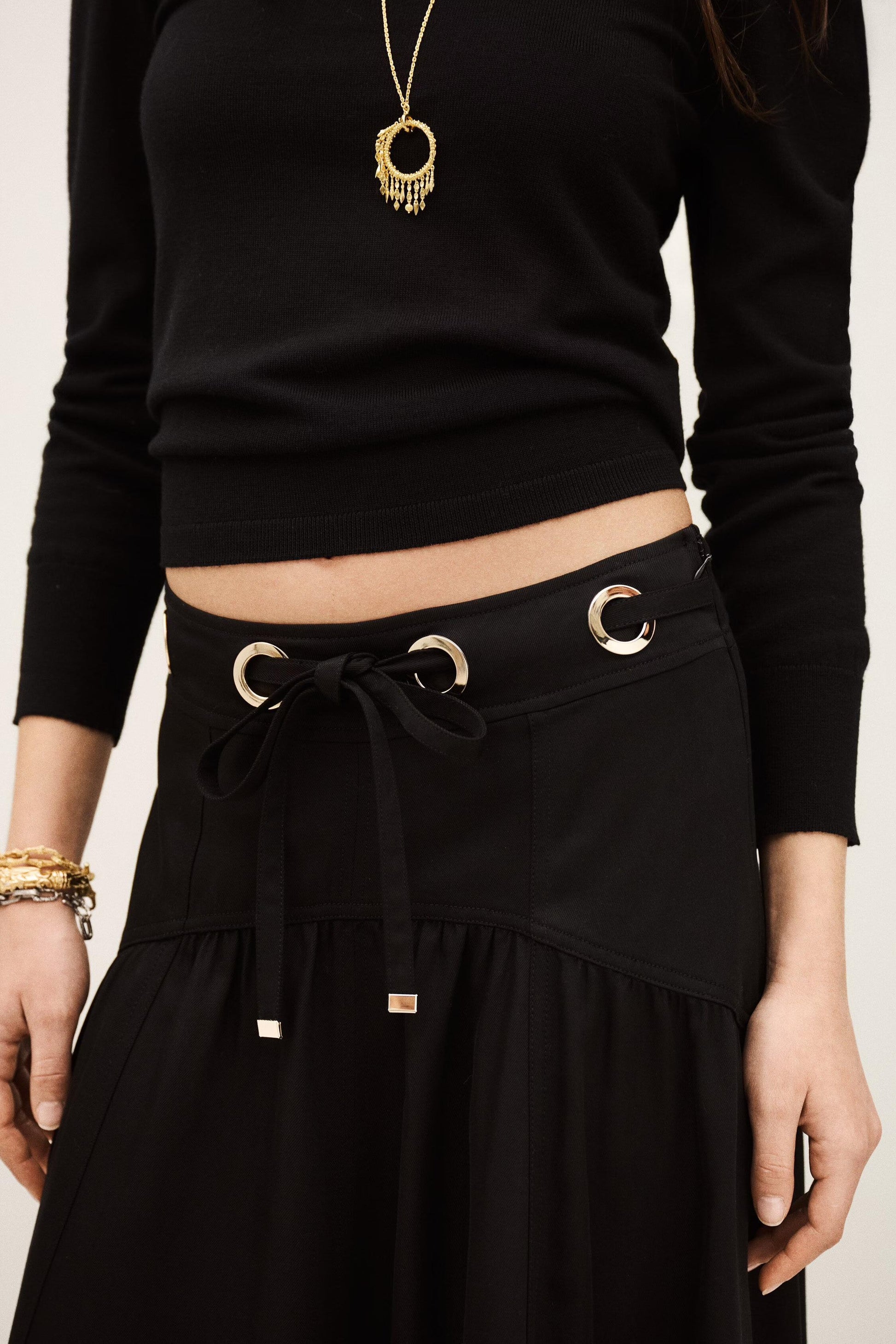 ba&sh Waisted Midi Skirt Ponia Black
