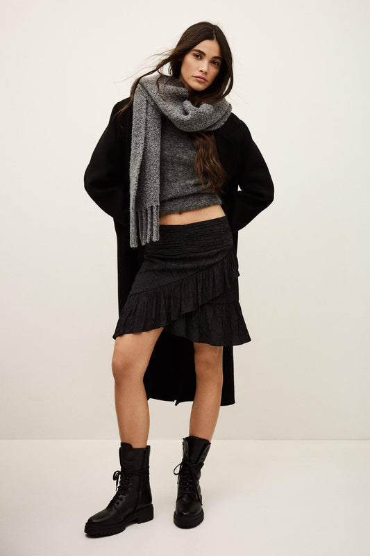 ba&sh Patterned Mini Skirt Rino Black