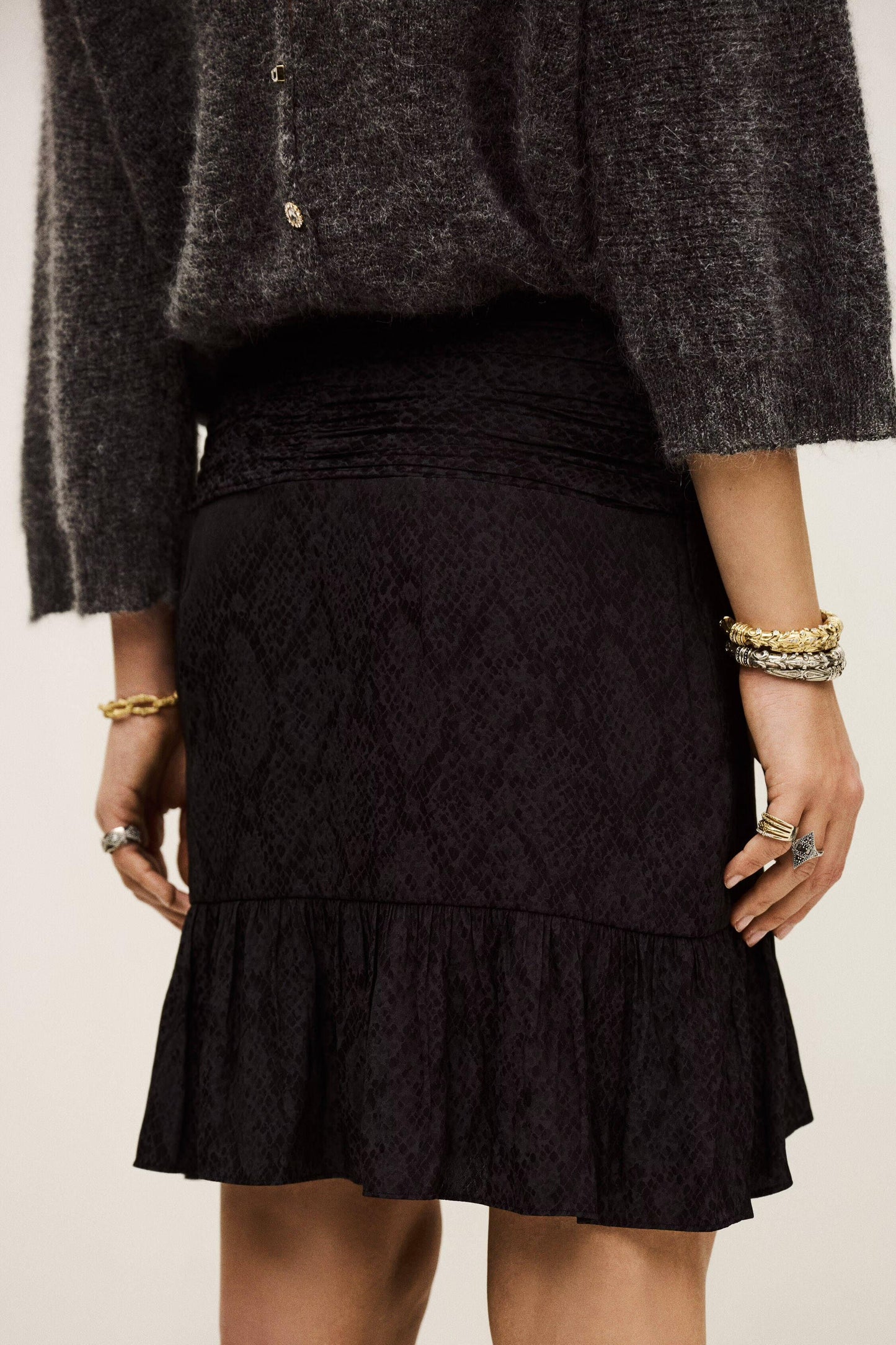 ba&sh Patterned Mini Skirt Rino Black