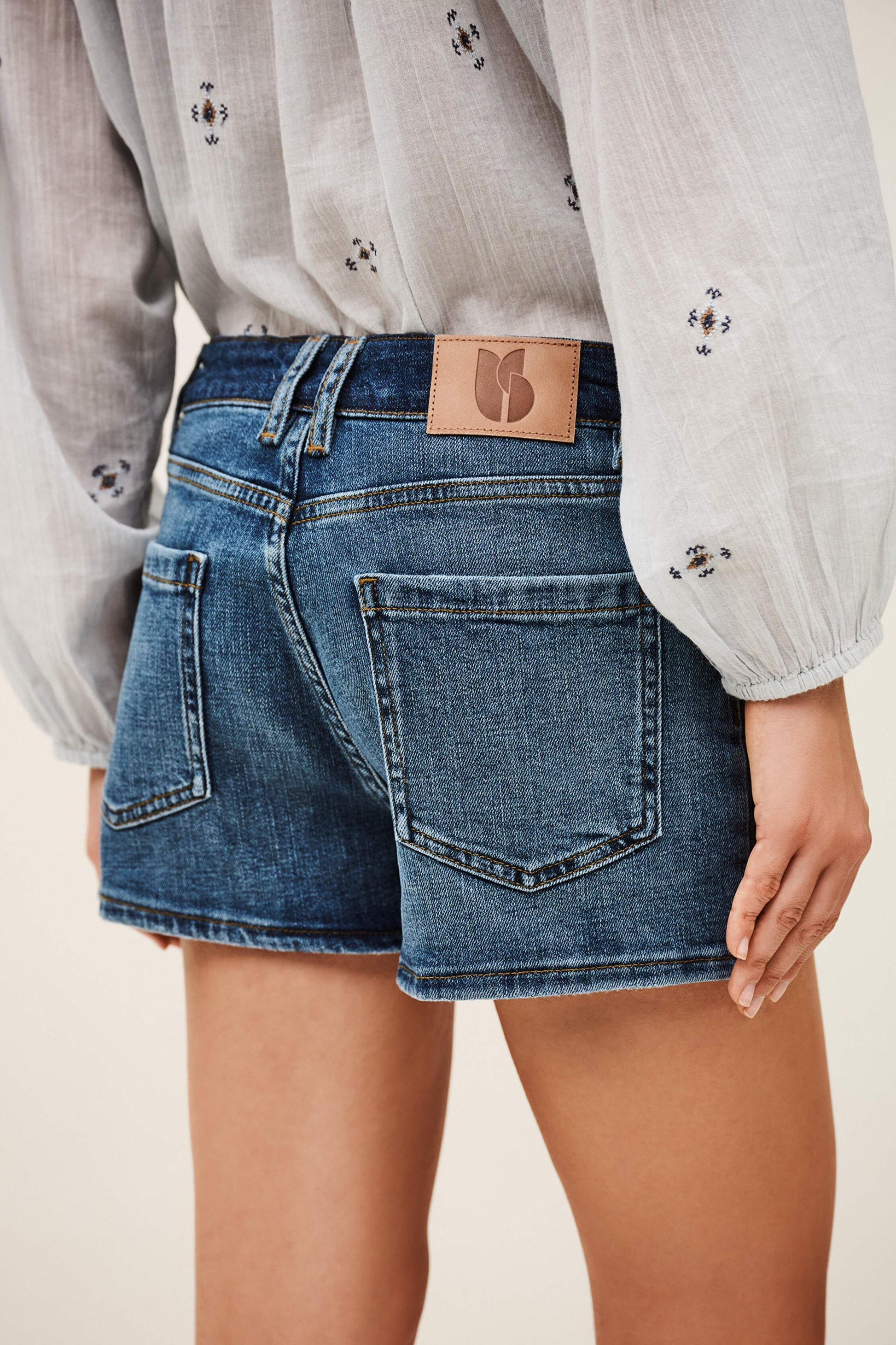 ba&sh High-Waisted Denim Shorts Rio Blue