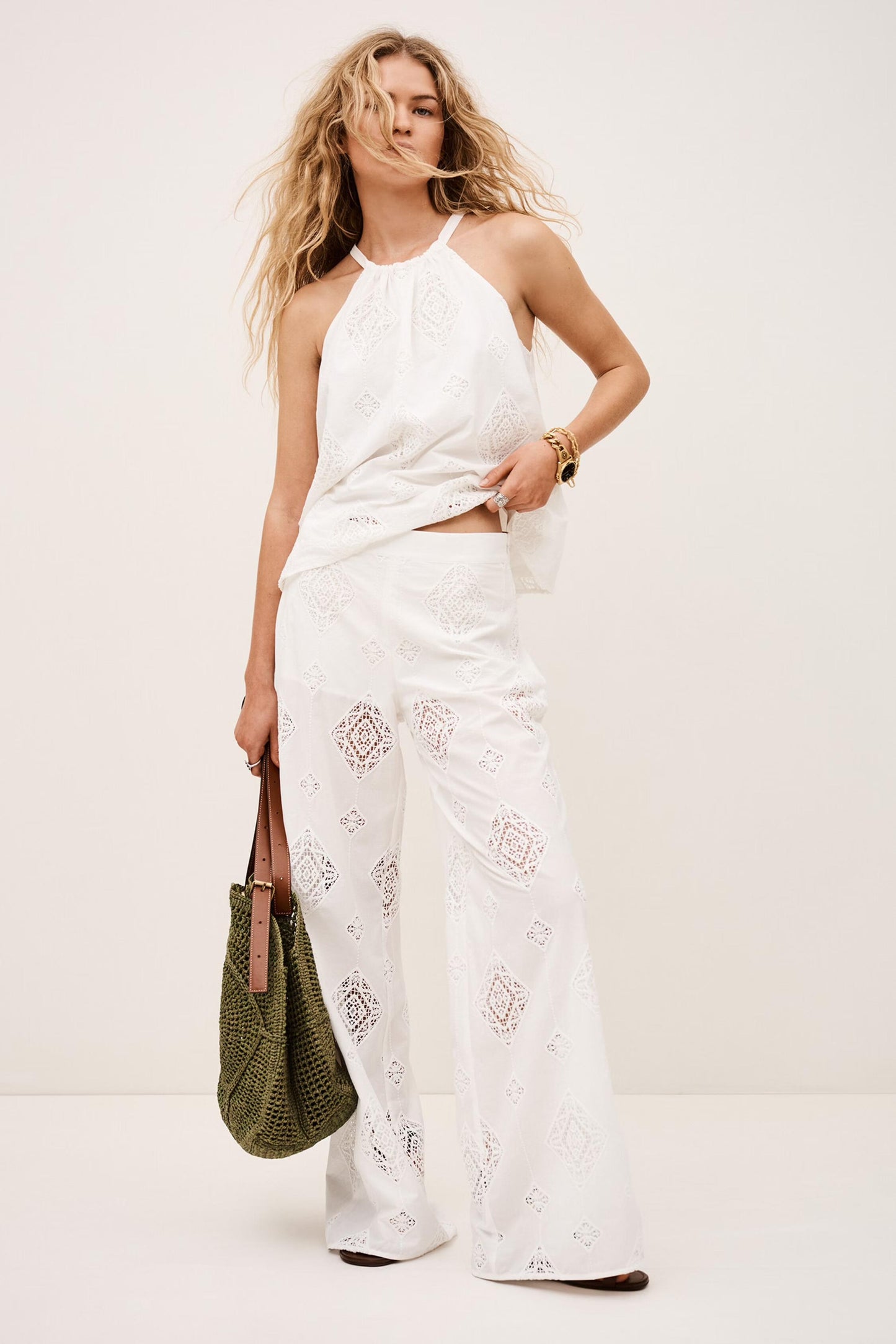 ba&sh Wide-Leg Pants Mike Off-White
