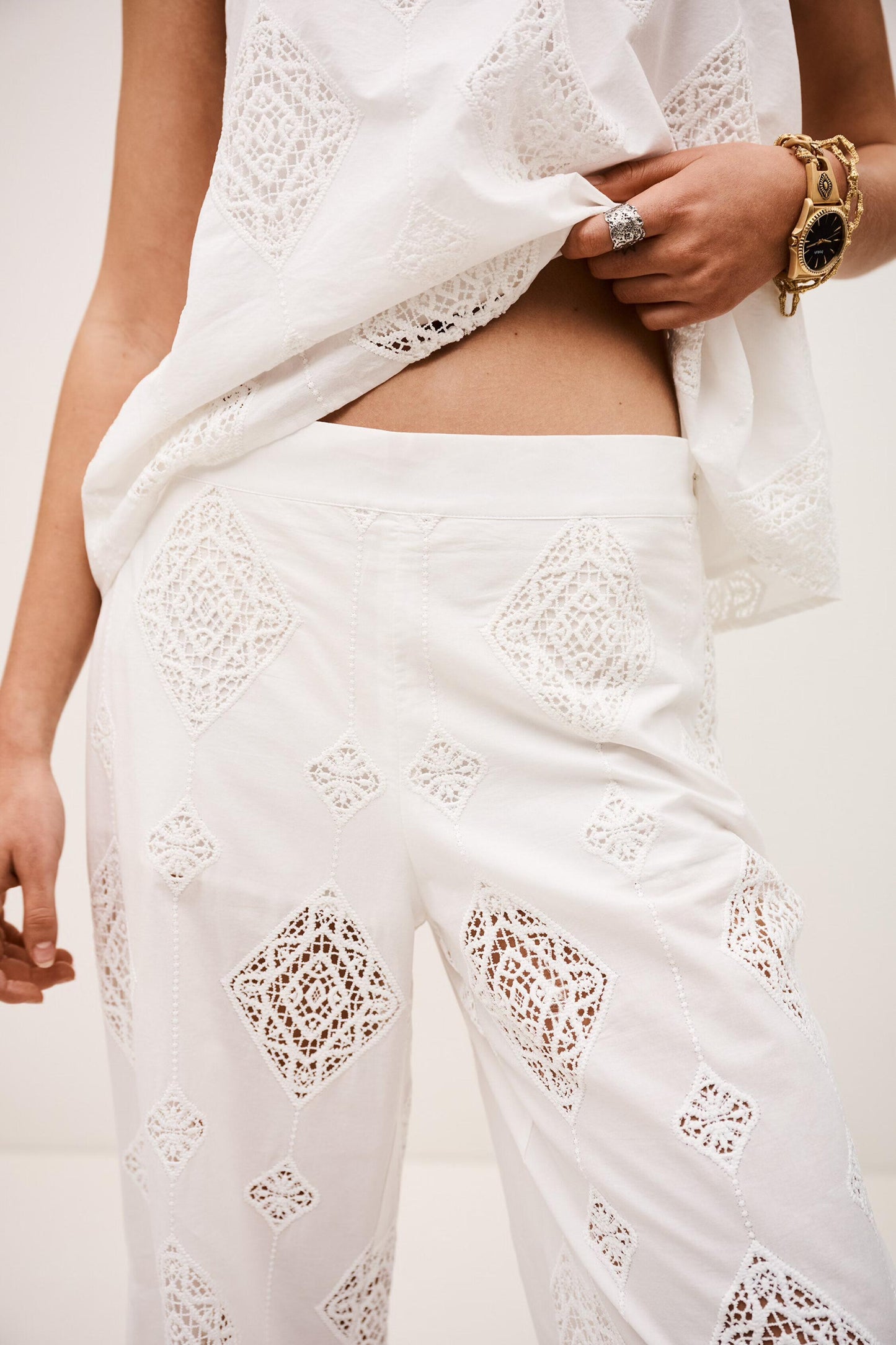 ba&sh Wide-Leg Pants Mike Off-White