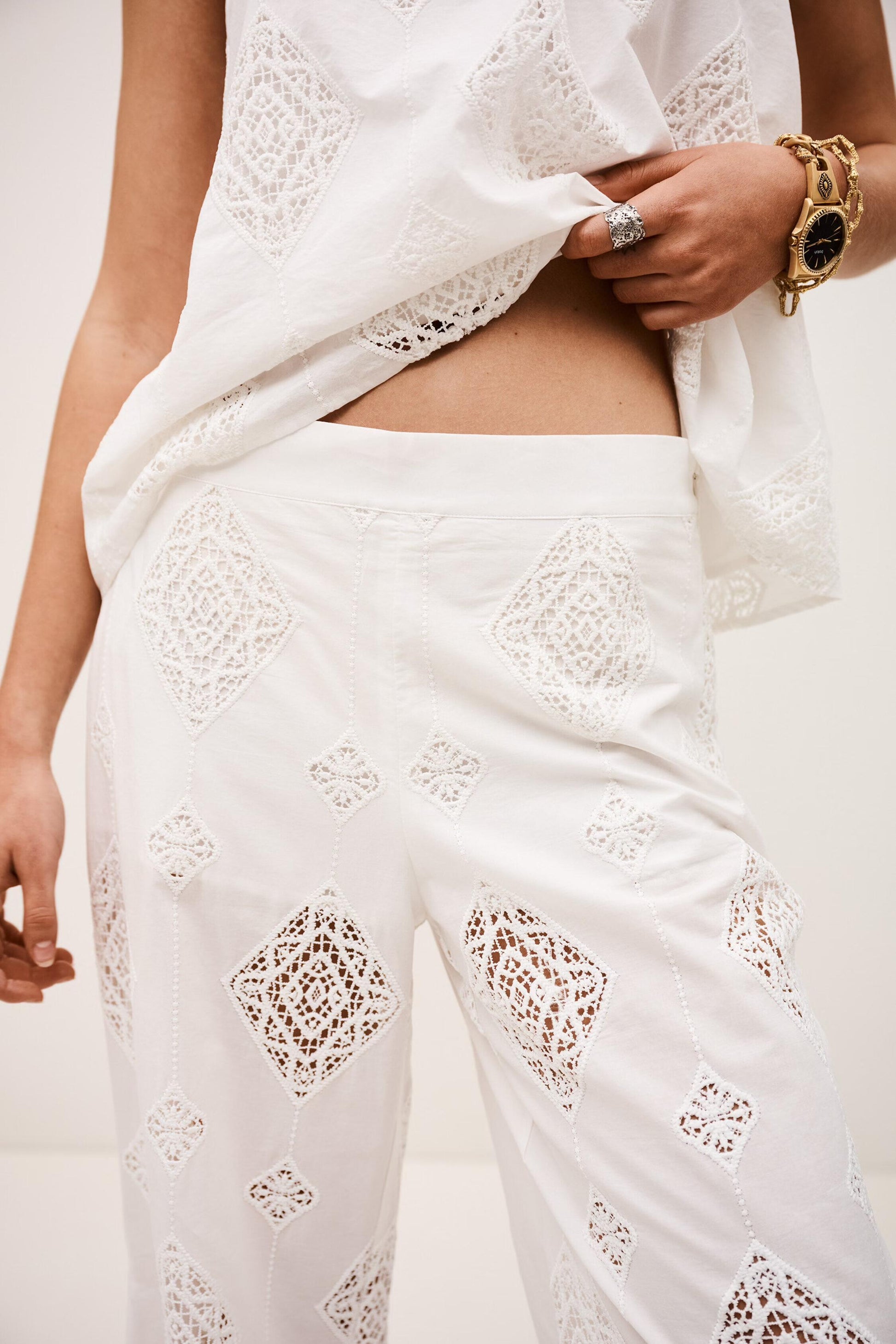 ba&sh Wide-Leg Pants Mike Off-White