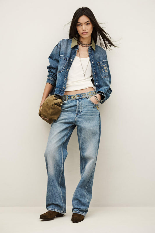 ba&sh Faded Straight-Fit Jeans Rizie Blue