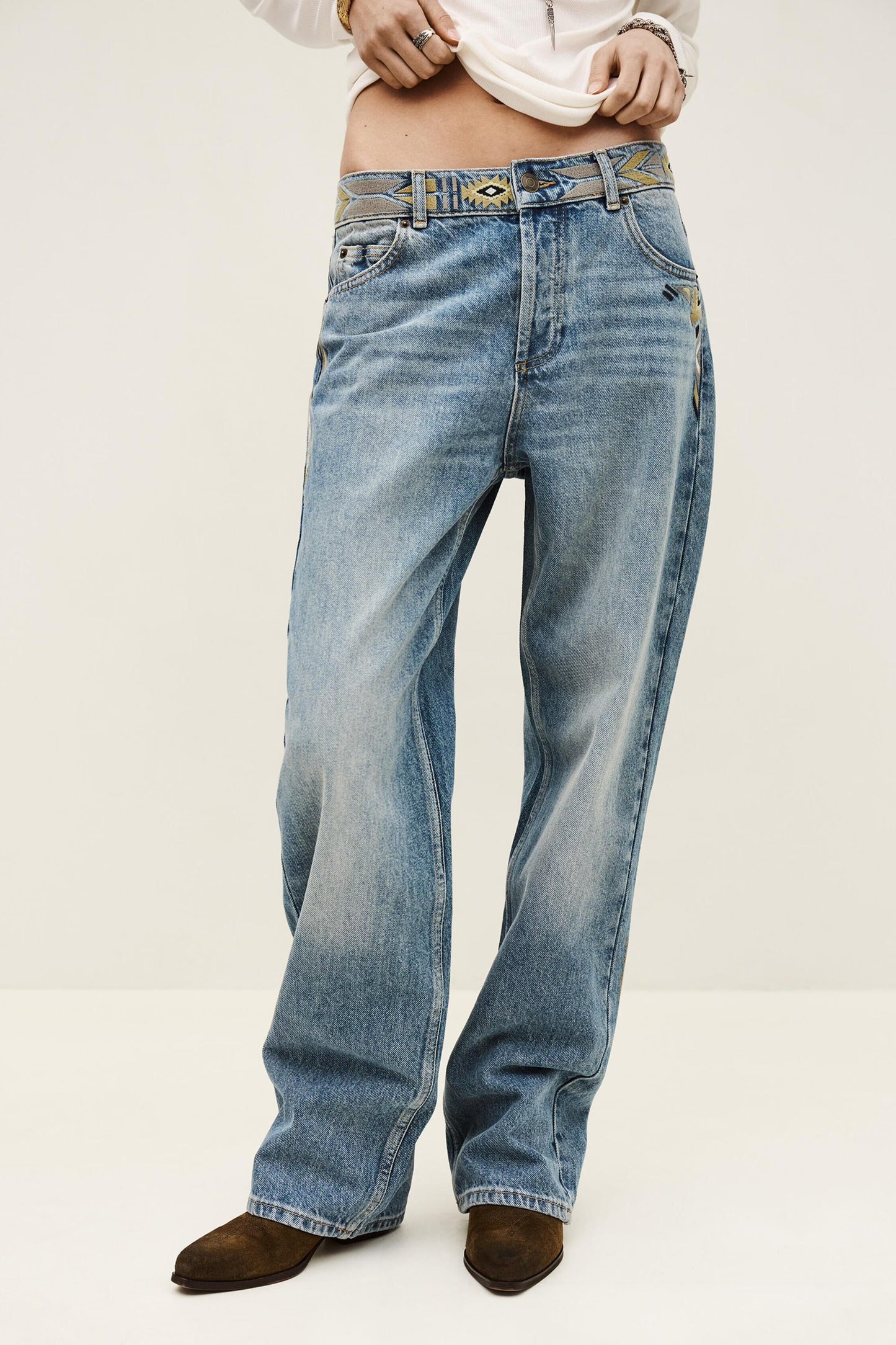 ba&sh Faded Straight-Fit Jeans Rizie Blue