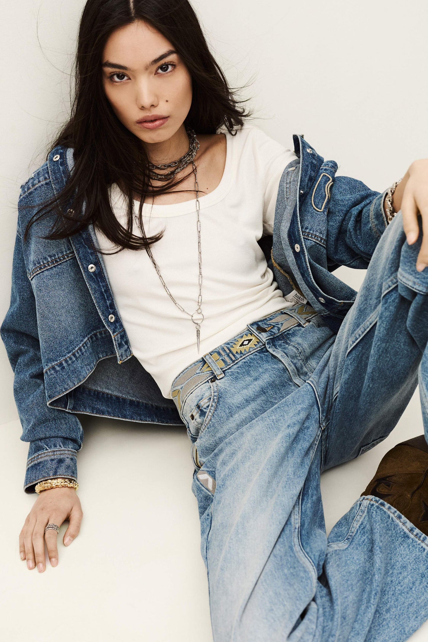 ba&sh Faded Straight-Fit Jeans Rizie Blue