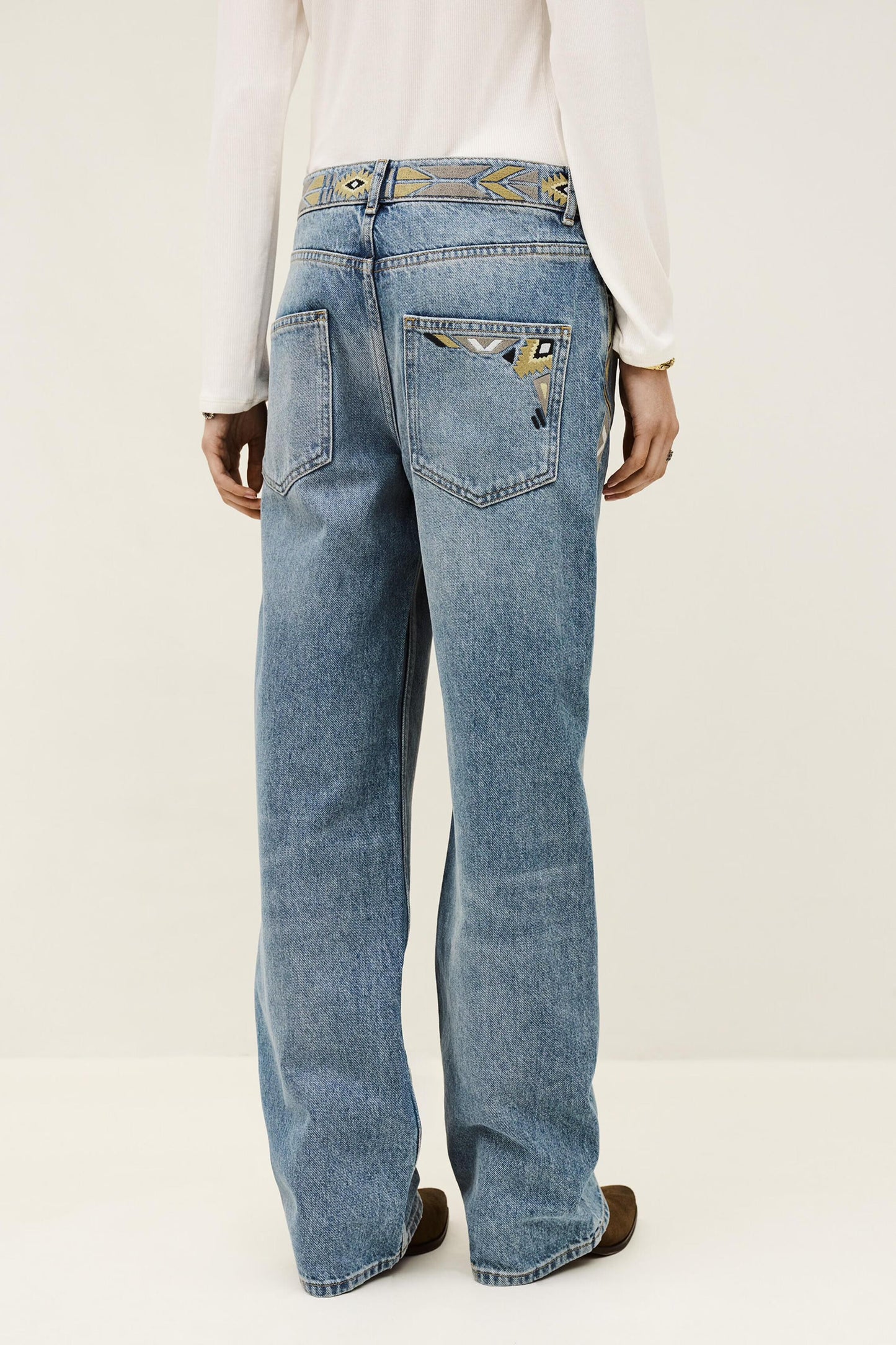 ba&sh Faded Straight-Fit Jeans Rizie Blue