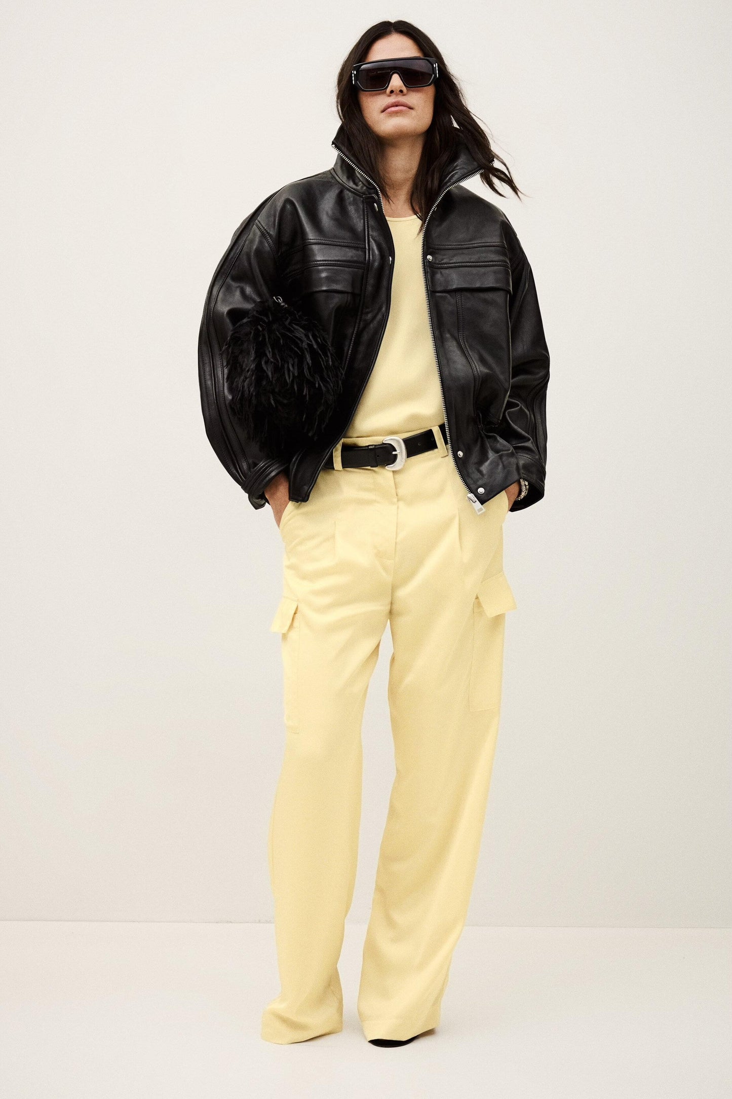 ba&sh Wide-Leg Cargo Pants Cary Yellow