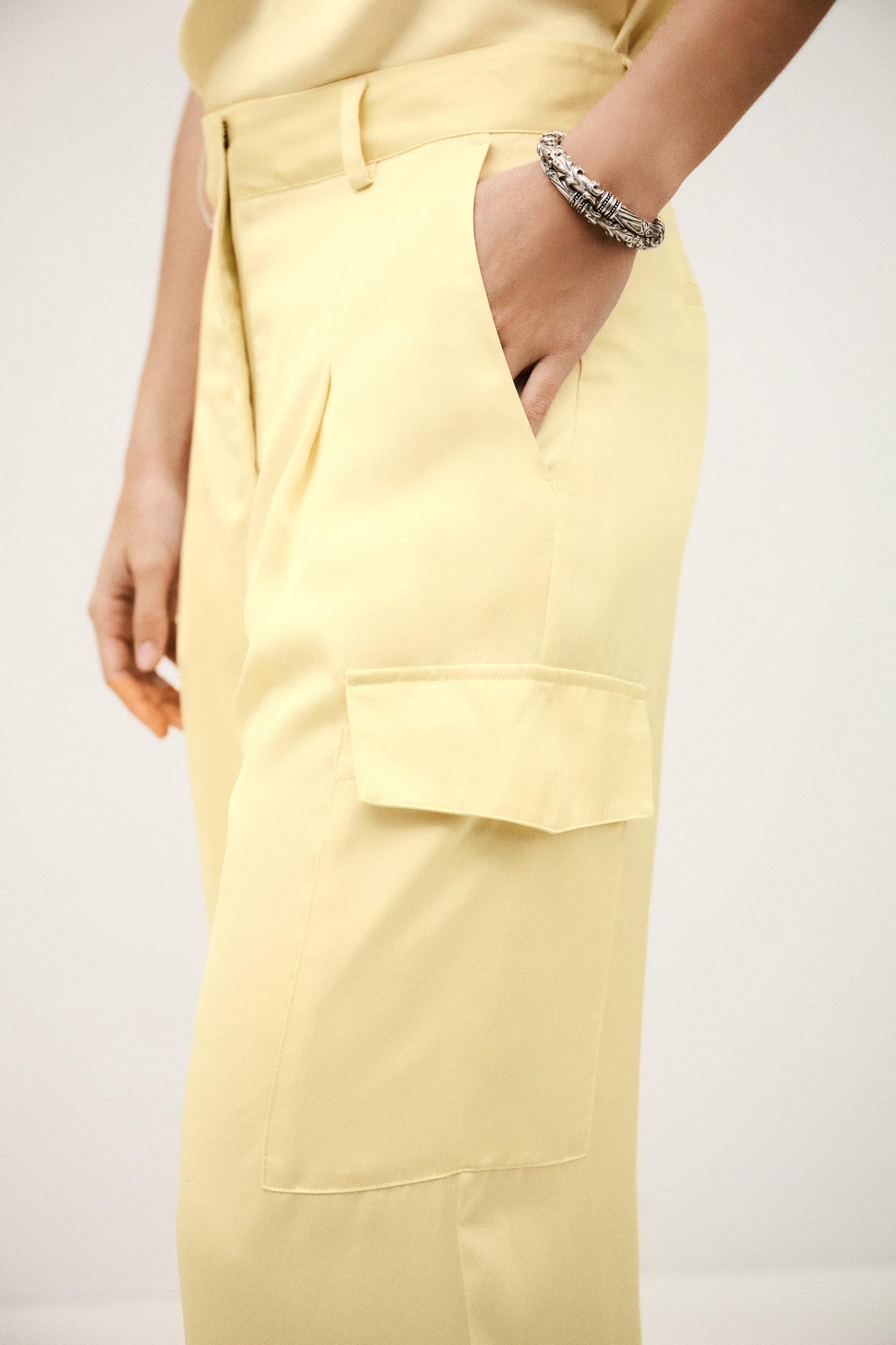 ba&sh Wide-Leg Cargo Pants Cary Yellow