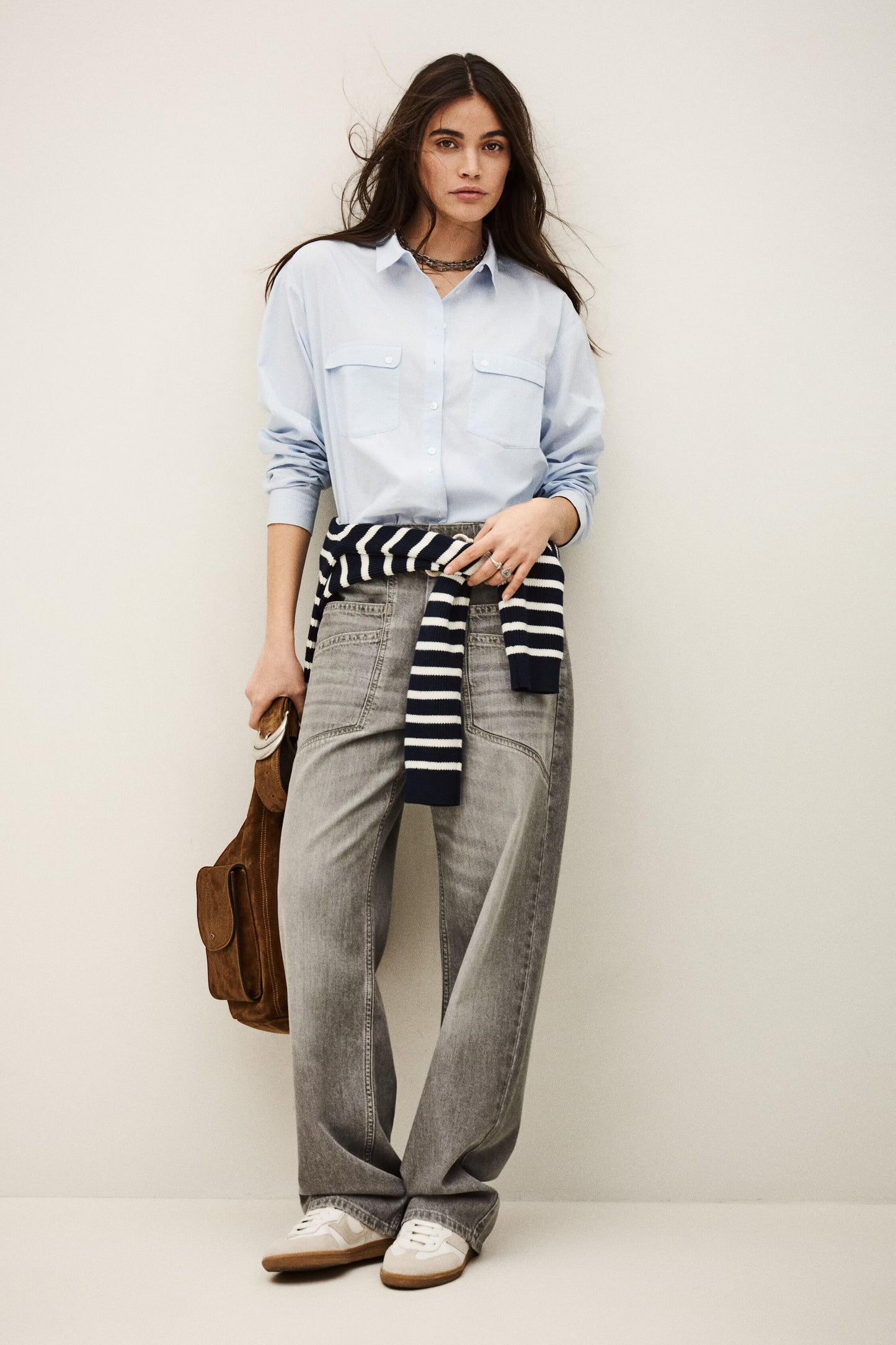 ba&sh Wide-Leg Flared Pants Yima Gray