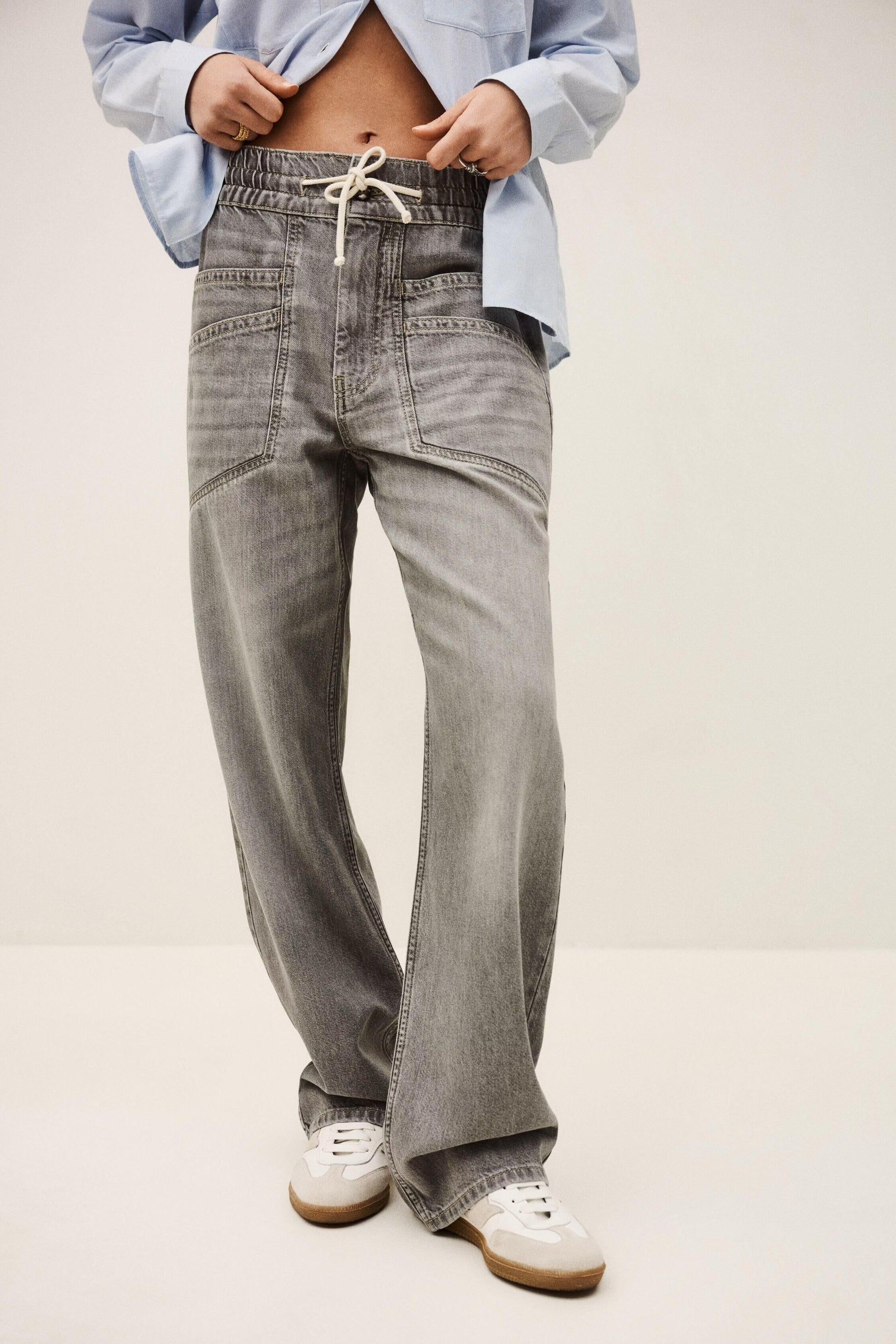 ba&sh Wide-Leg Flared Pants Yima Gray