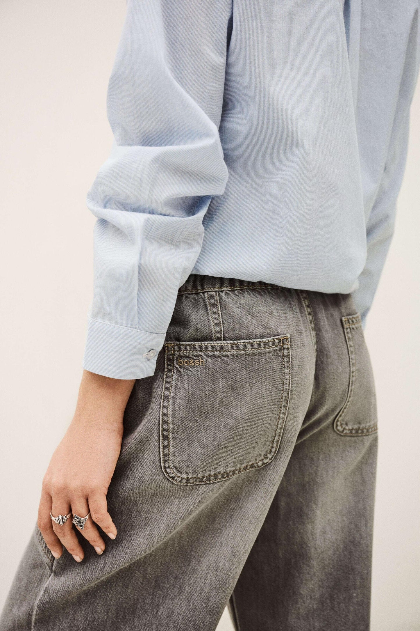 ba&sh Wide-Leg Flared Pants Yima Gray