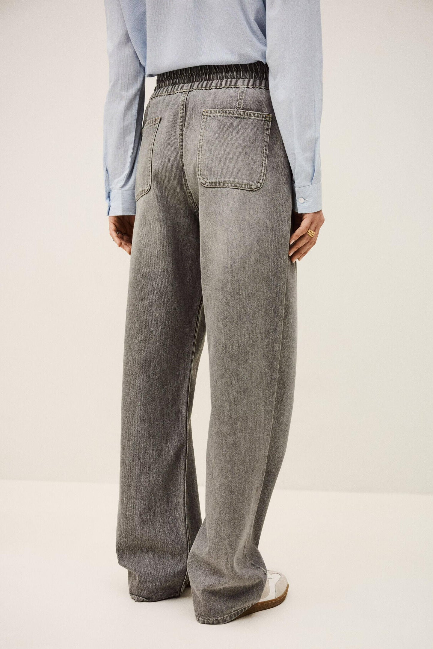 ba&sh Wide-Leg Flared Pants Yima Gray