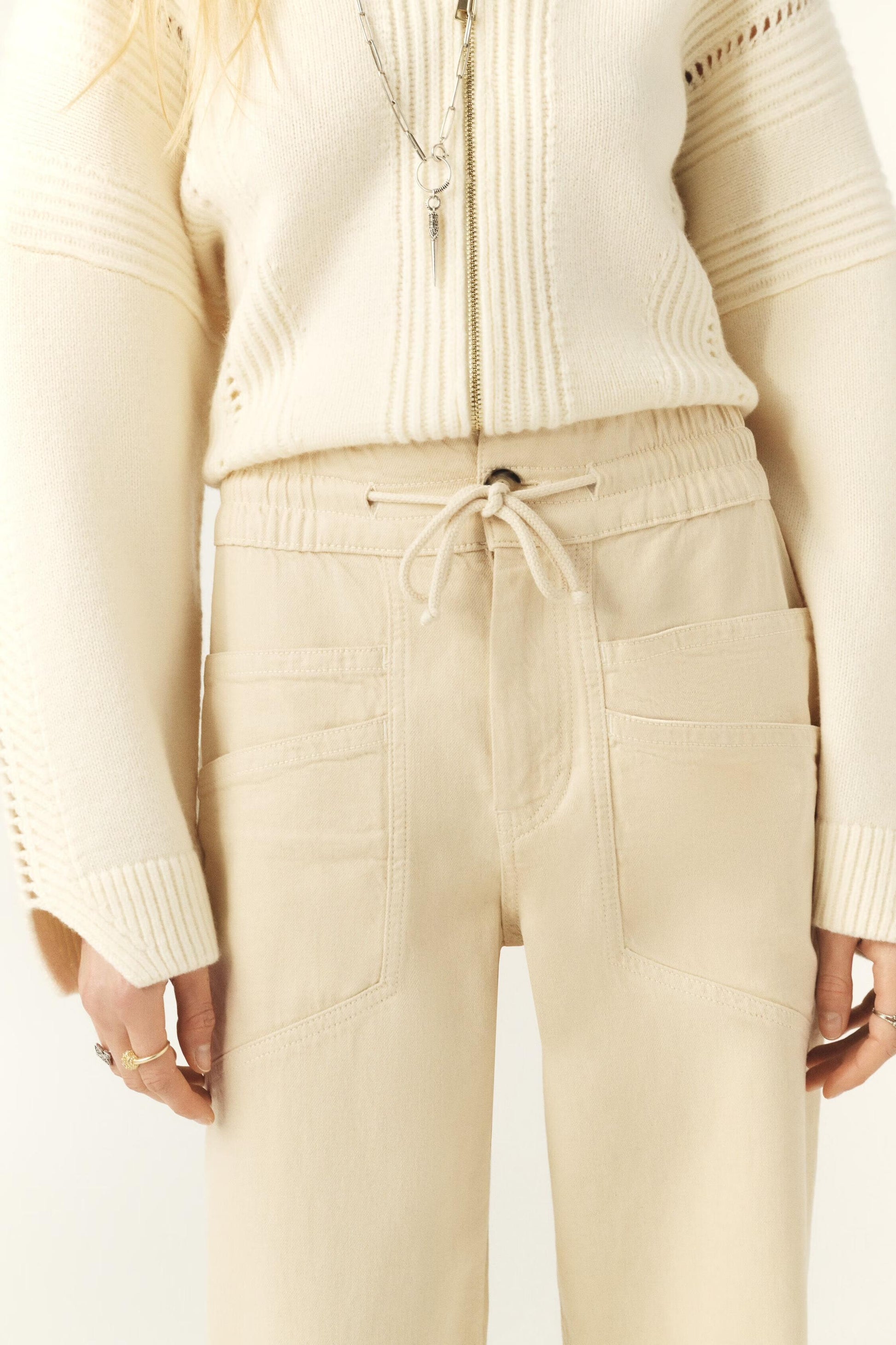 ba&sh Loose Straight-Leg Pants Fima Off-White