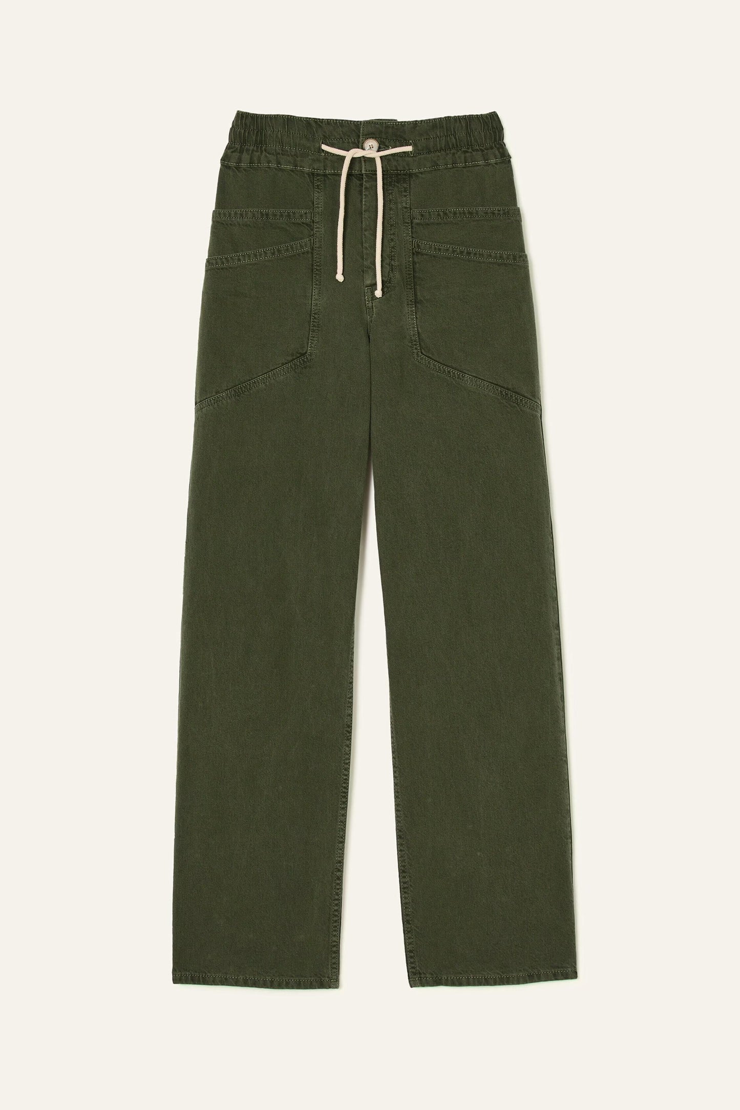 ba&sh Loose Straight-Leg Pants Fima Green