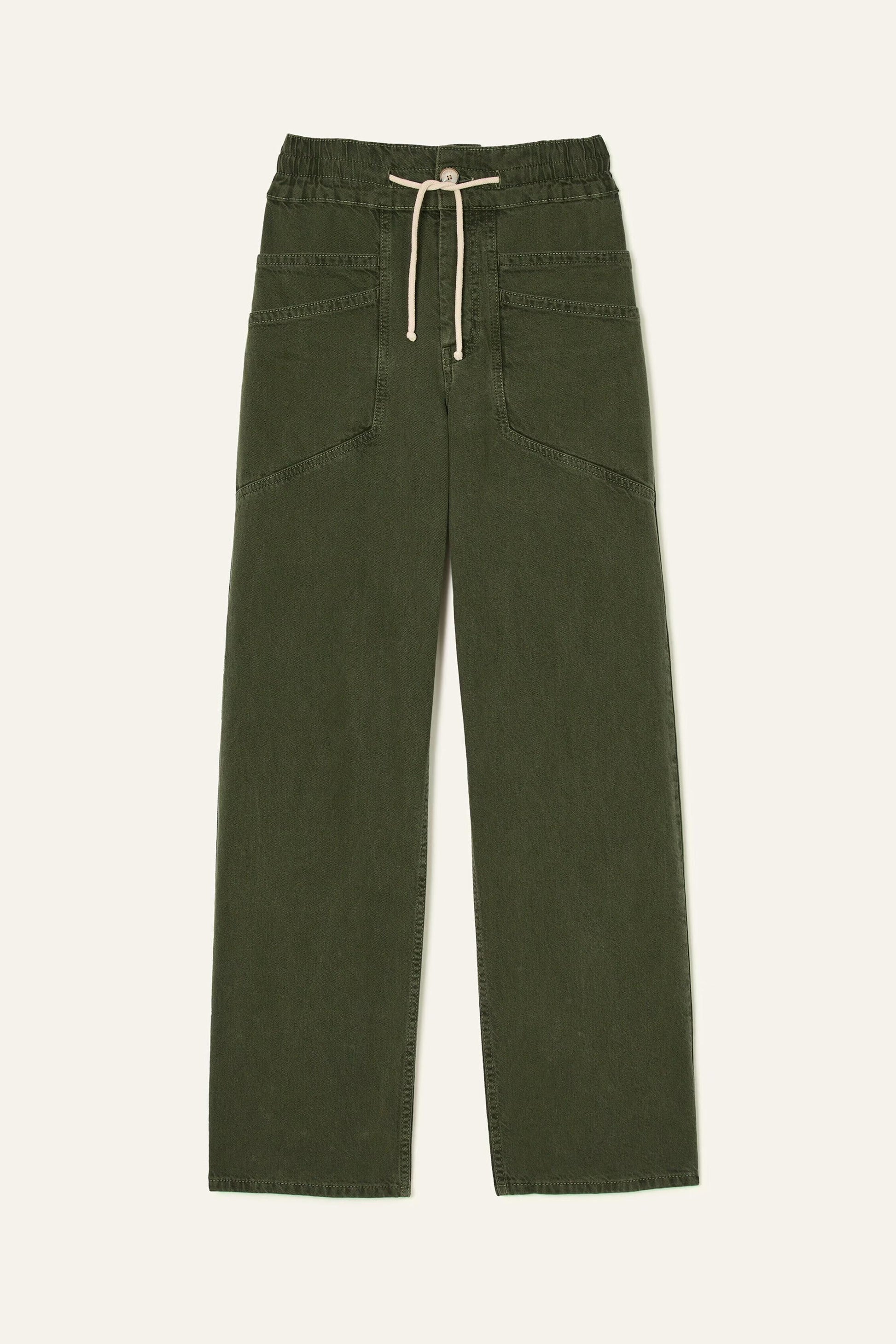 ba&sh Loose Straight-Leg Pants Fima Green