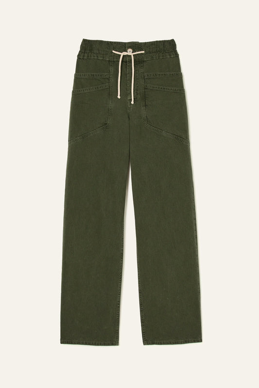 ba&sh Loose Straight-Leg Pants Fima Green