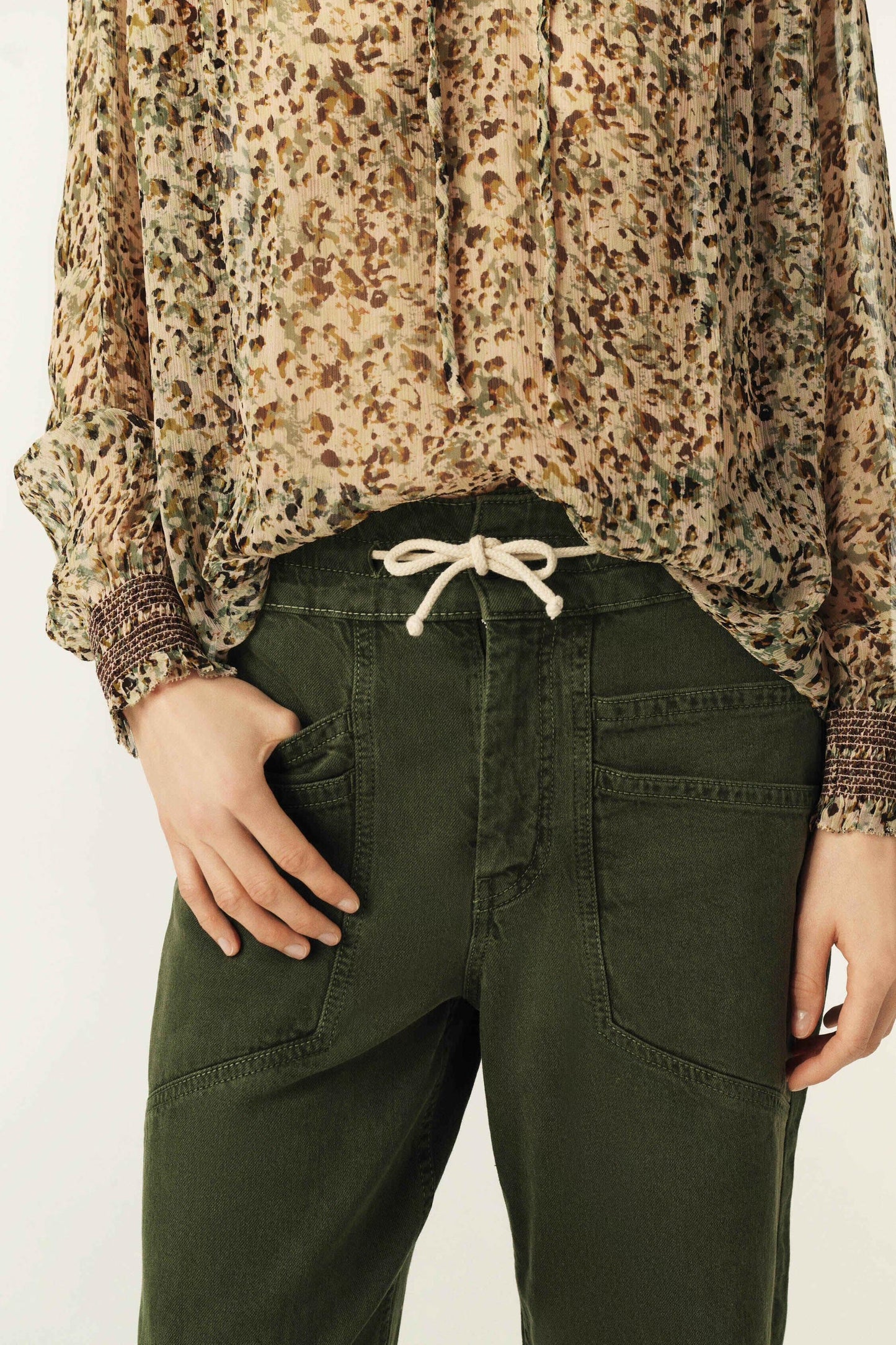 ba&sh Loose Straight-Leg Pants Fima Green