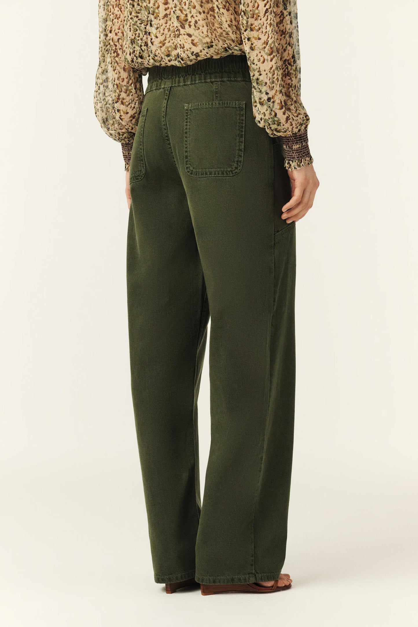 ba&sh Loose Straight-Leg Pants Fima Green