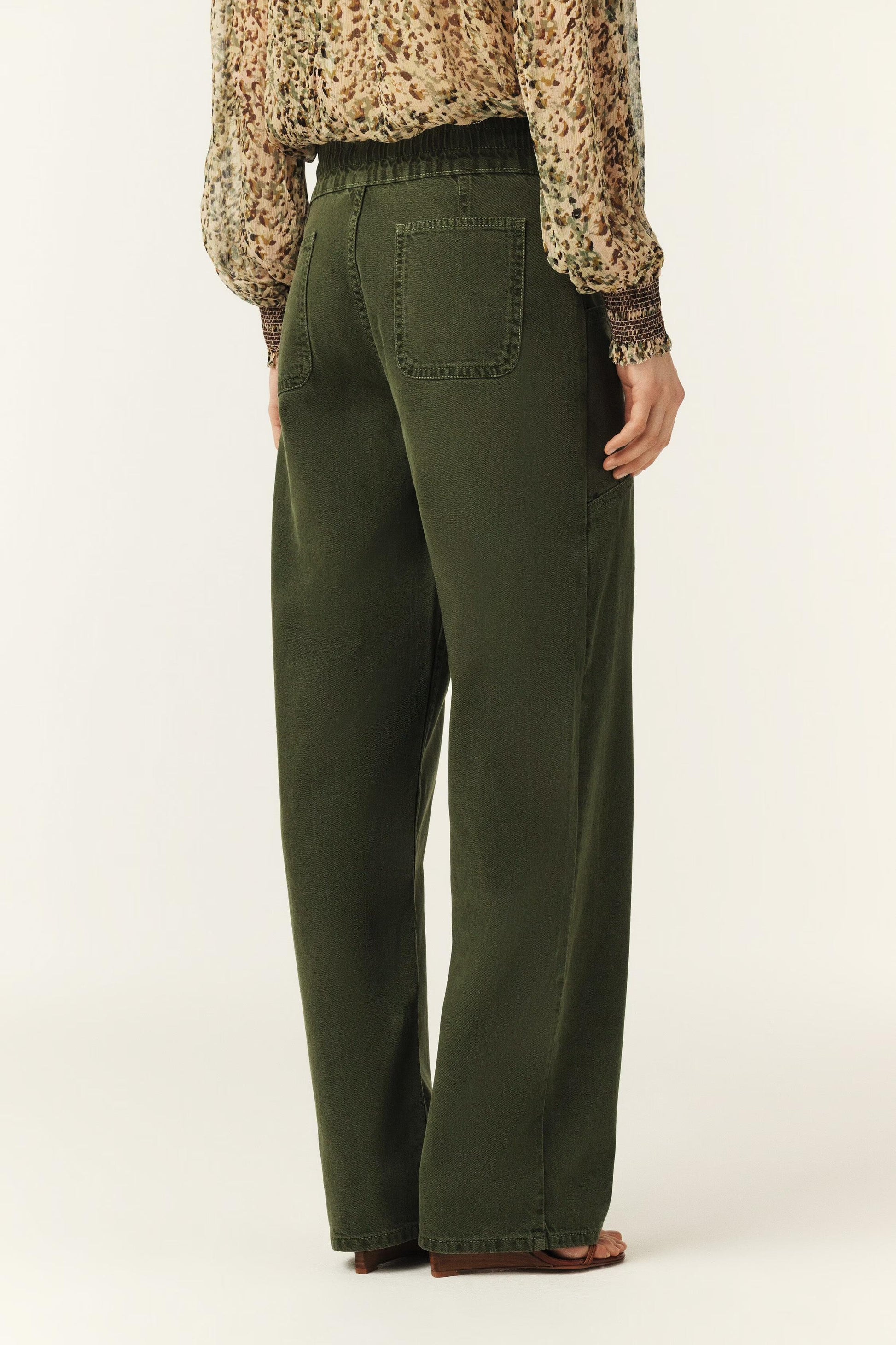 ba&sh Loose Straight-Leg Pants Fima Green