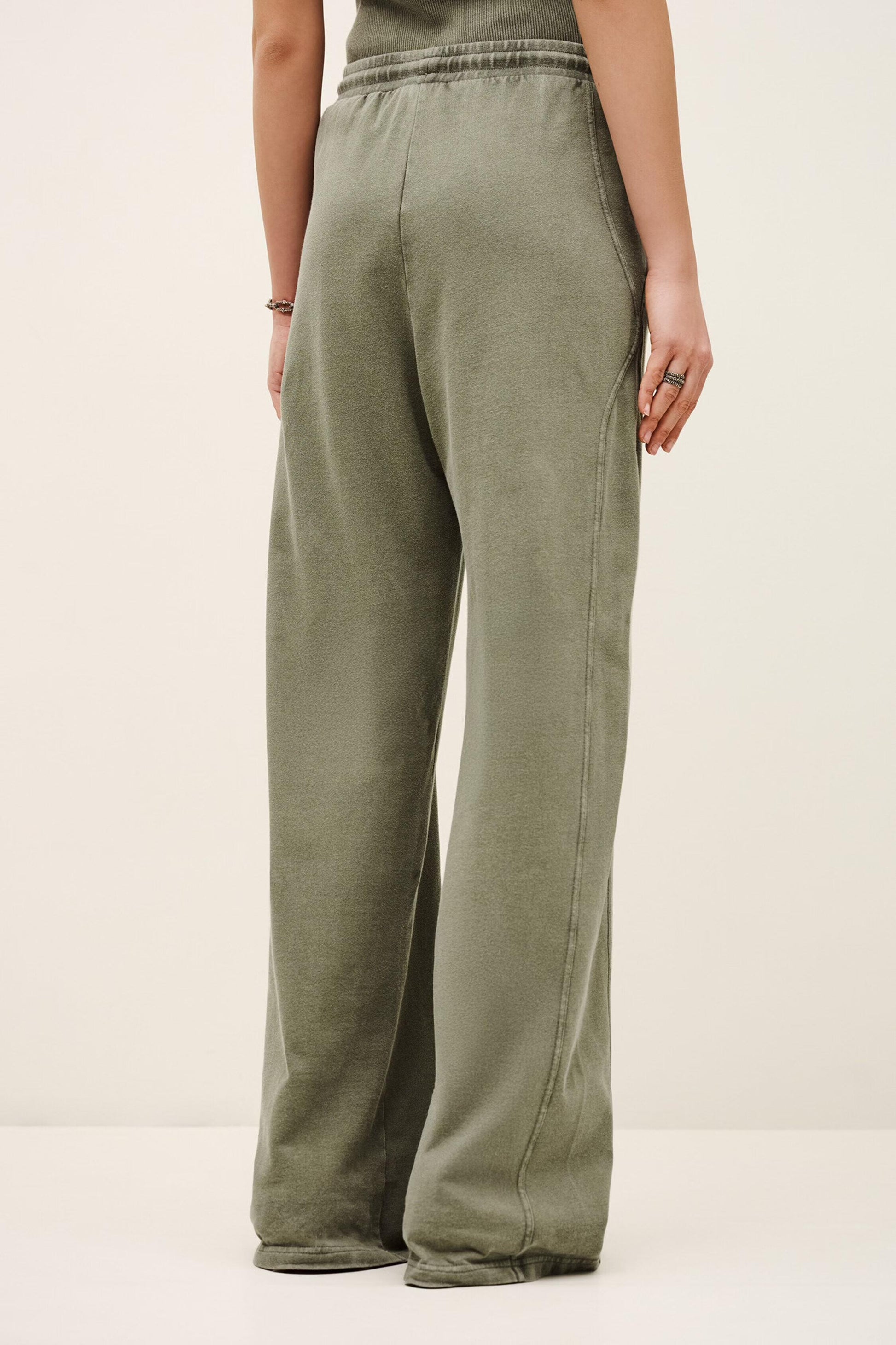 ba&sh Cotton Wide-Leg Pants Koko Green