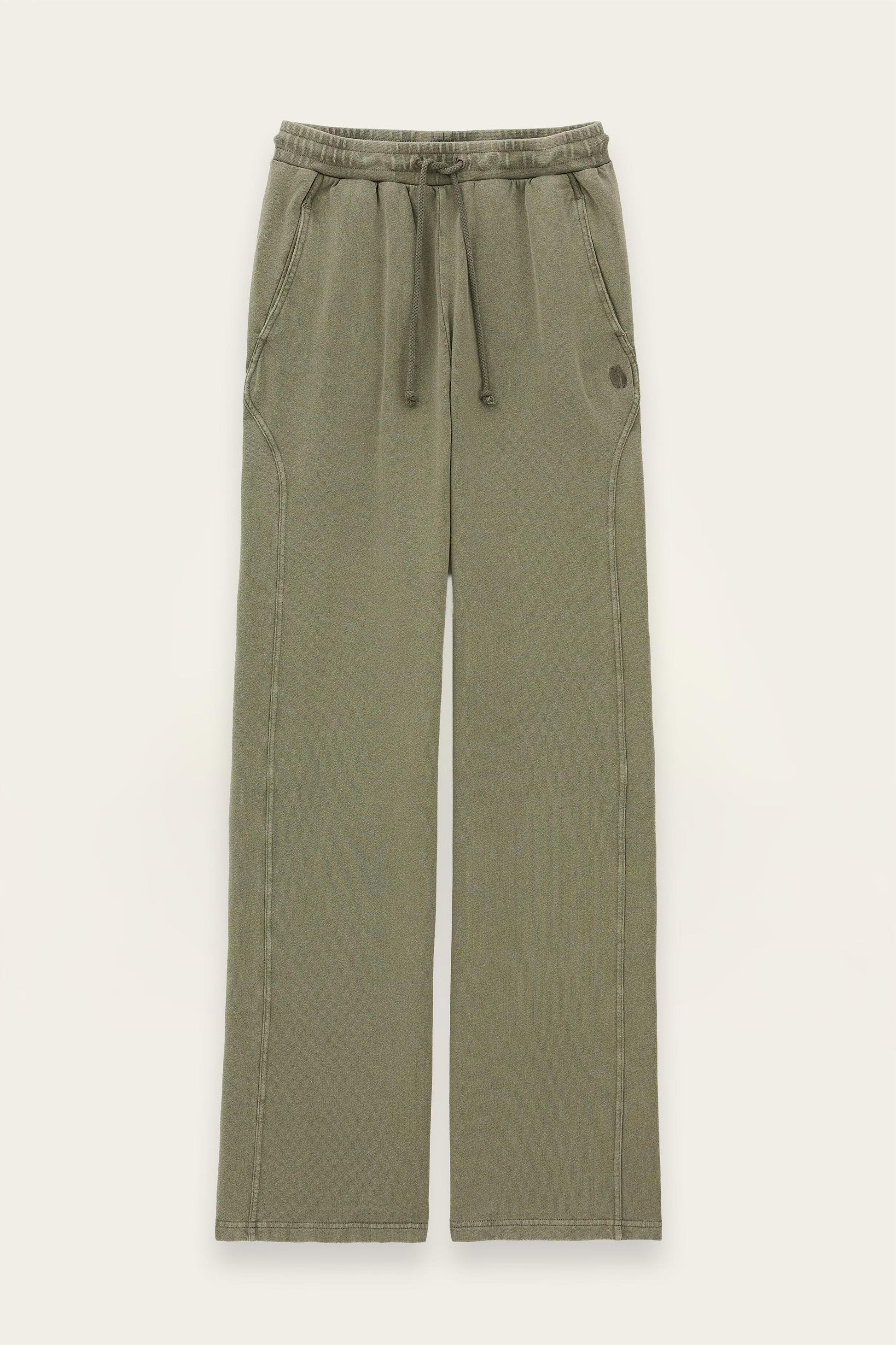 ba&sh Cotton Wide-Leg Pants Koko Green