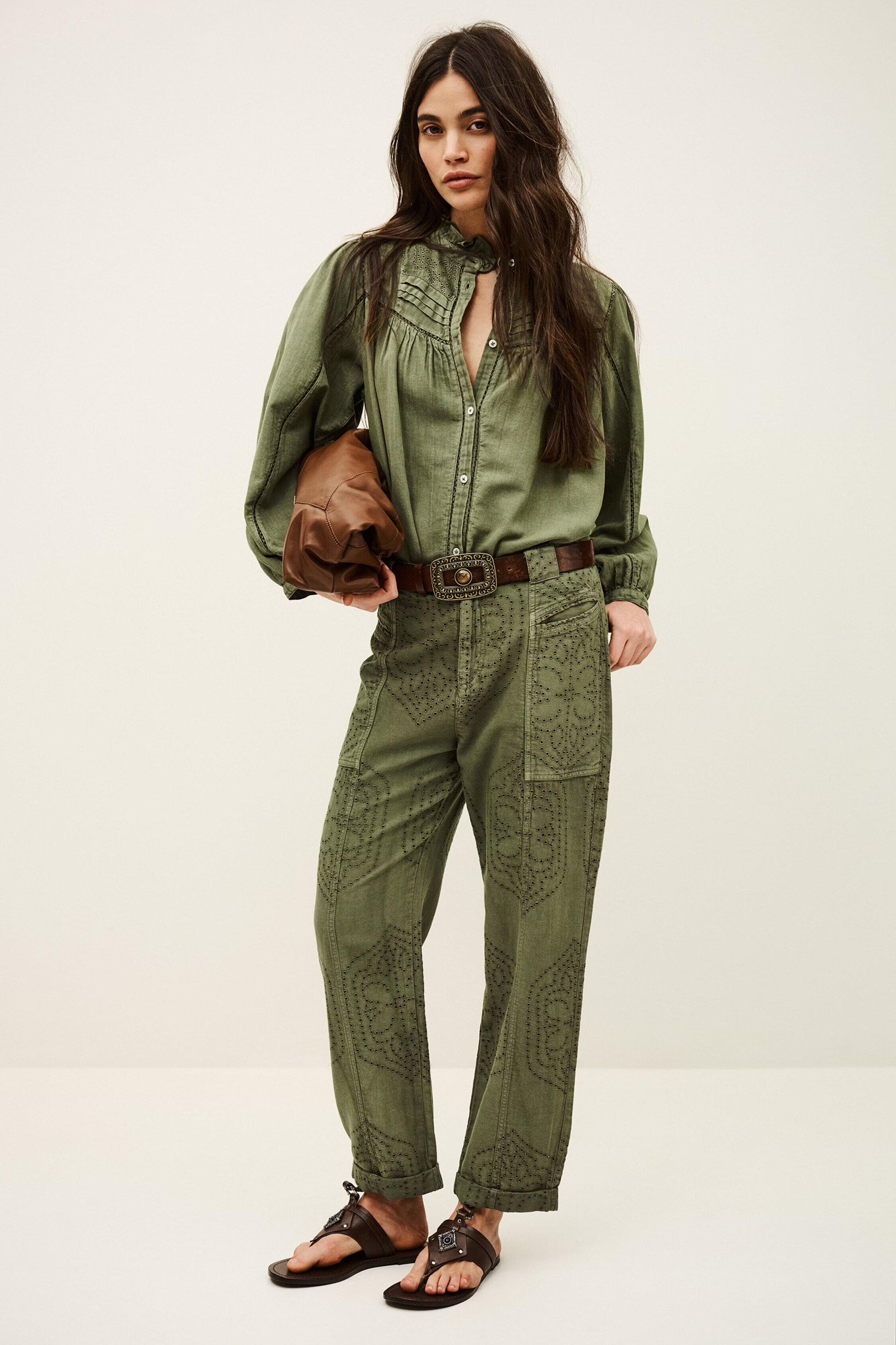 ba&sh Carrot Leg Pants Giany Green