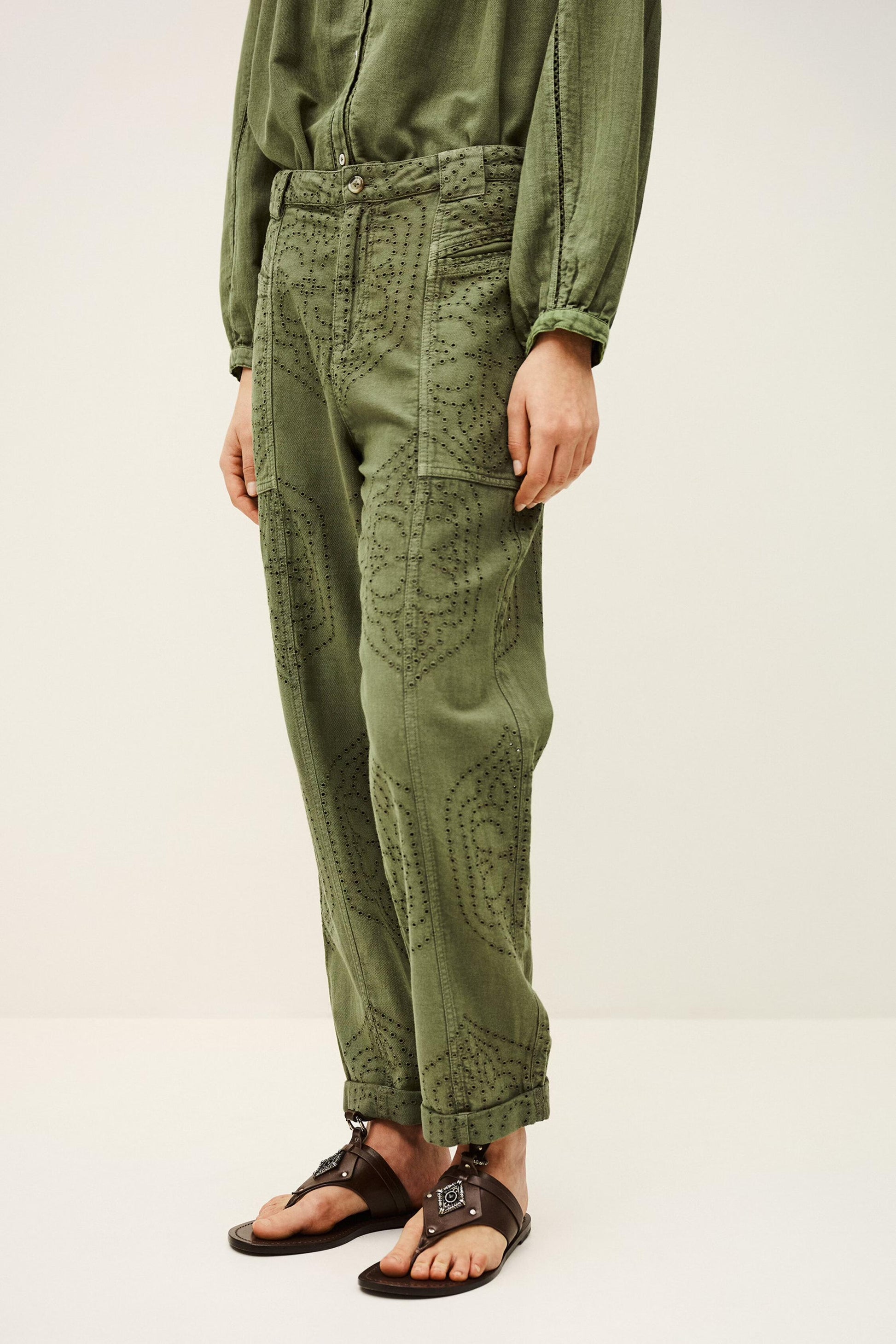 ba&sh Carrot Leg Pants Giany Green