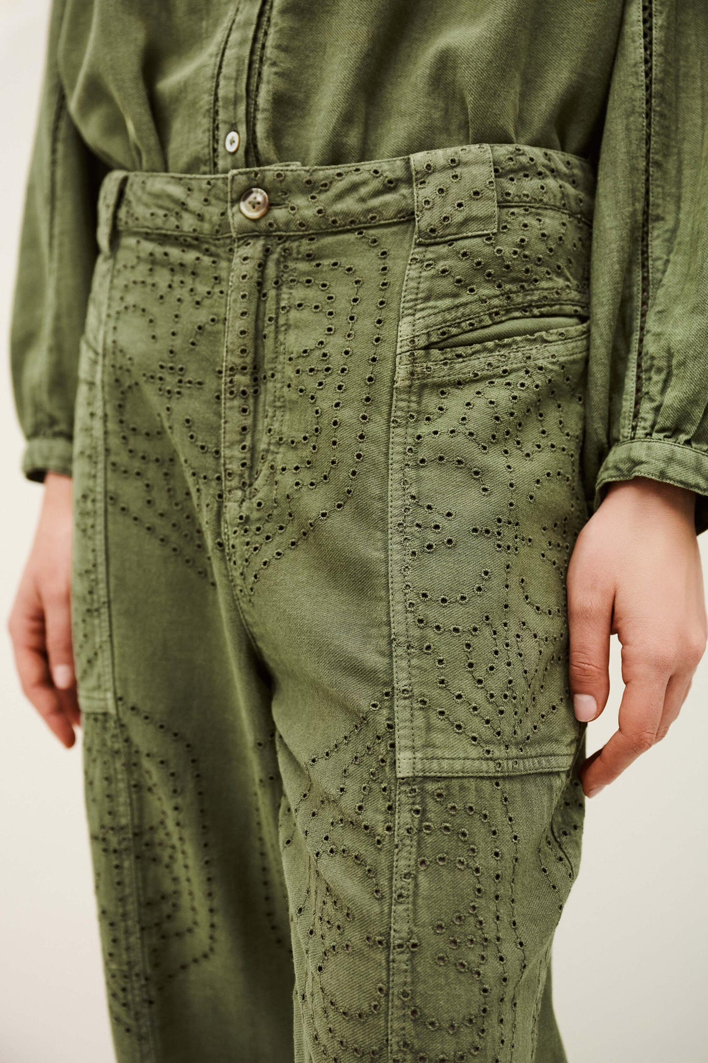 ba&sh Carrot Leg Pants Giany Green