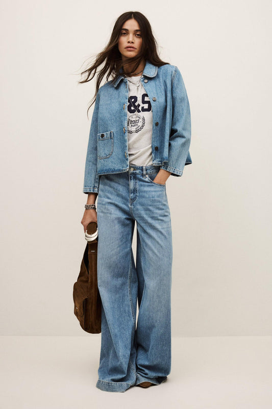 ba&sh 3/4-Sleeve Jacket Tiny Blue
