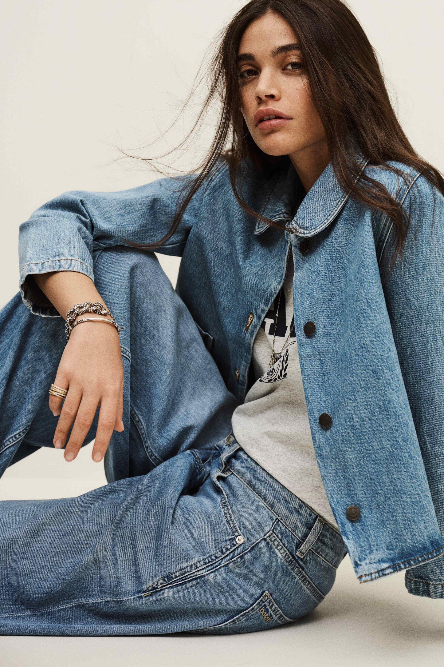ba&sh 3/4-Sleeve Jacket Tiny Blue