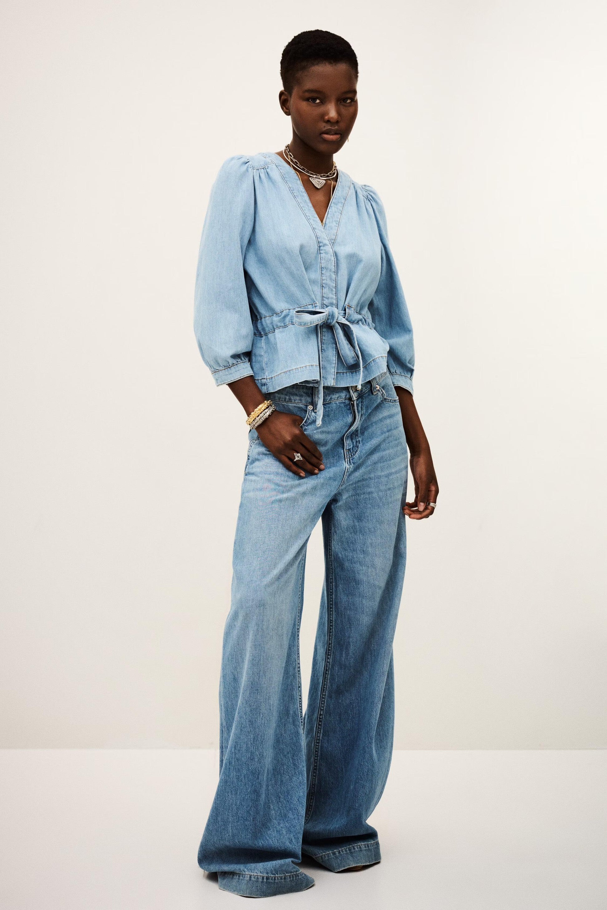 ba&sh Long-Sleeve Top Lavina Blue