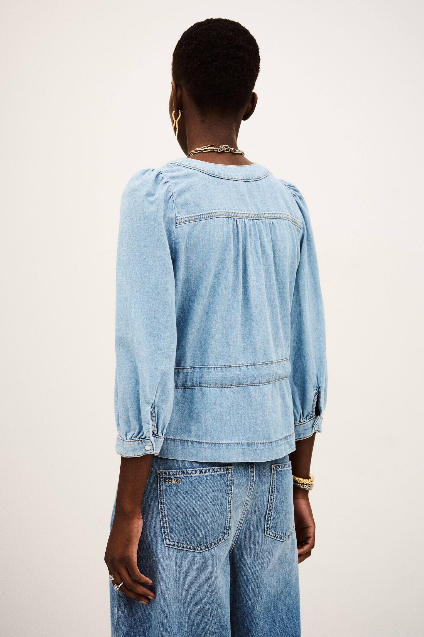 ba&sh Long-Sleeve Top Lavina Blue