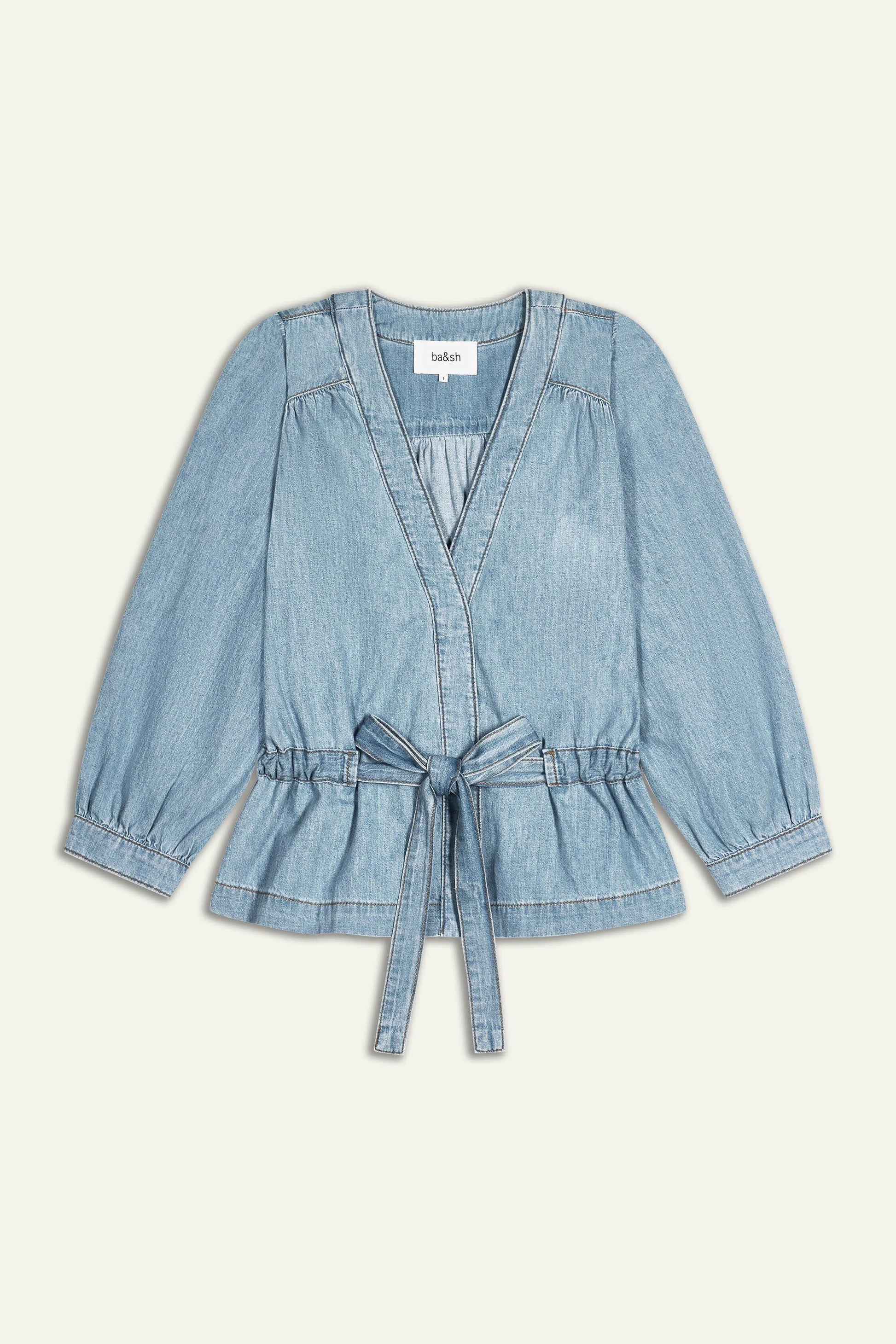 ba&sh Long-Sleeve Top Lavina Blue