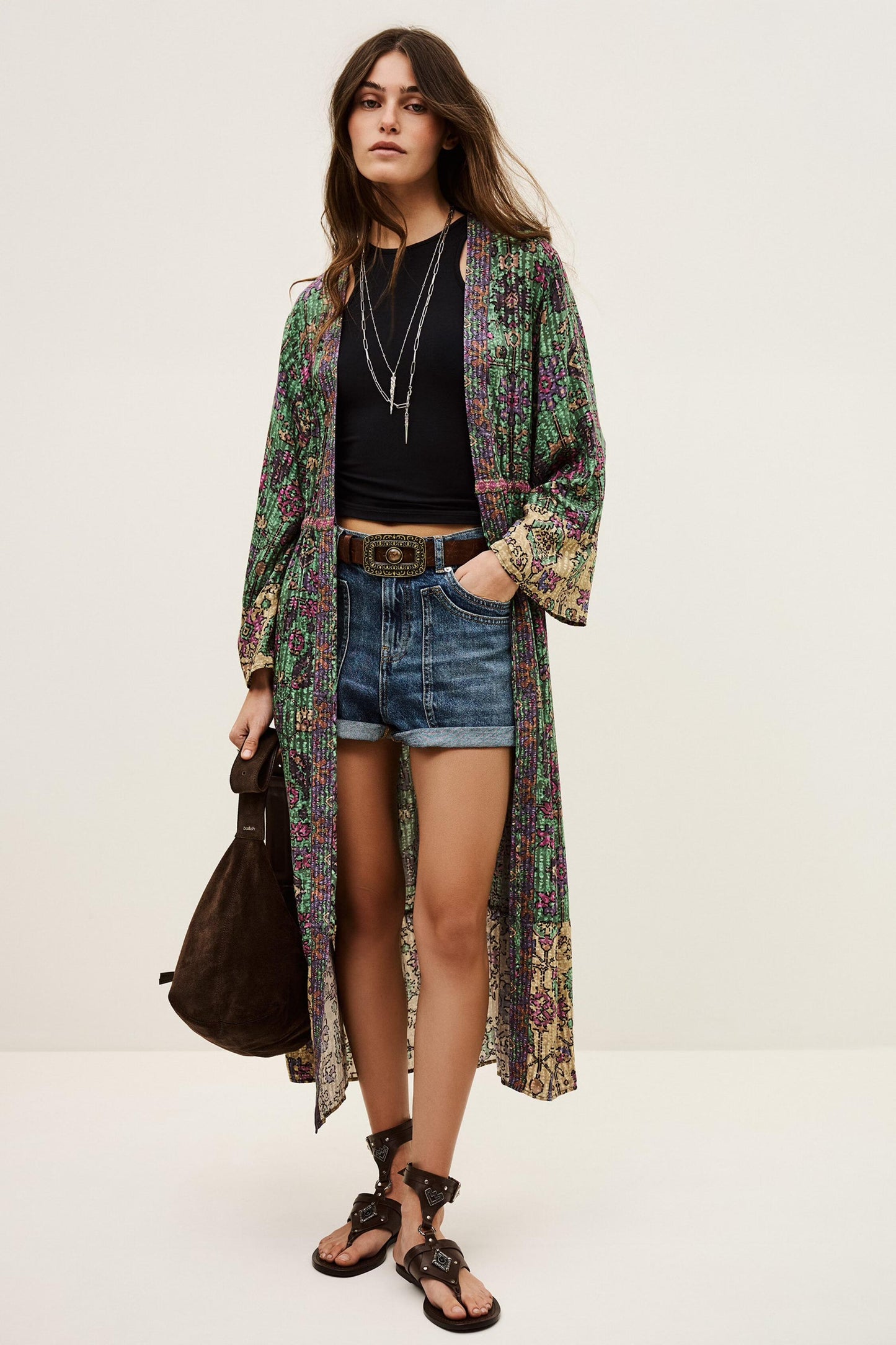 ba&sh Long Kimono Padrig Green
