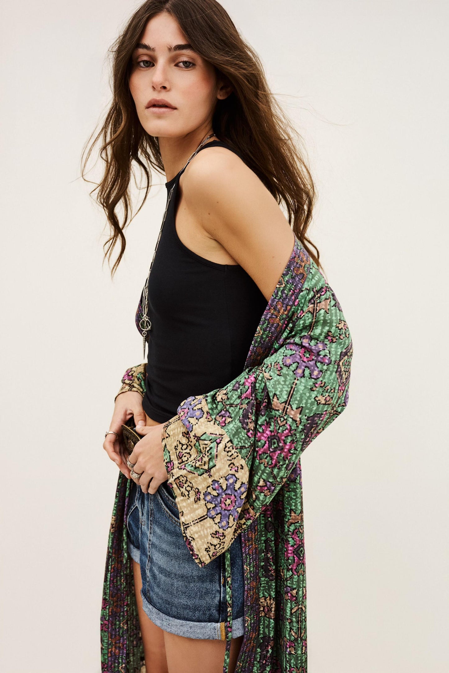 ba&sh Long Kimono Padrig Green