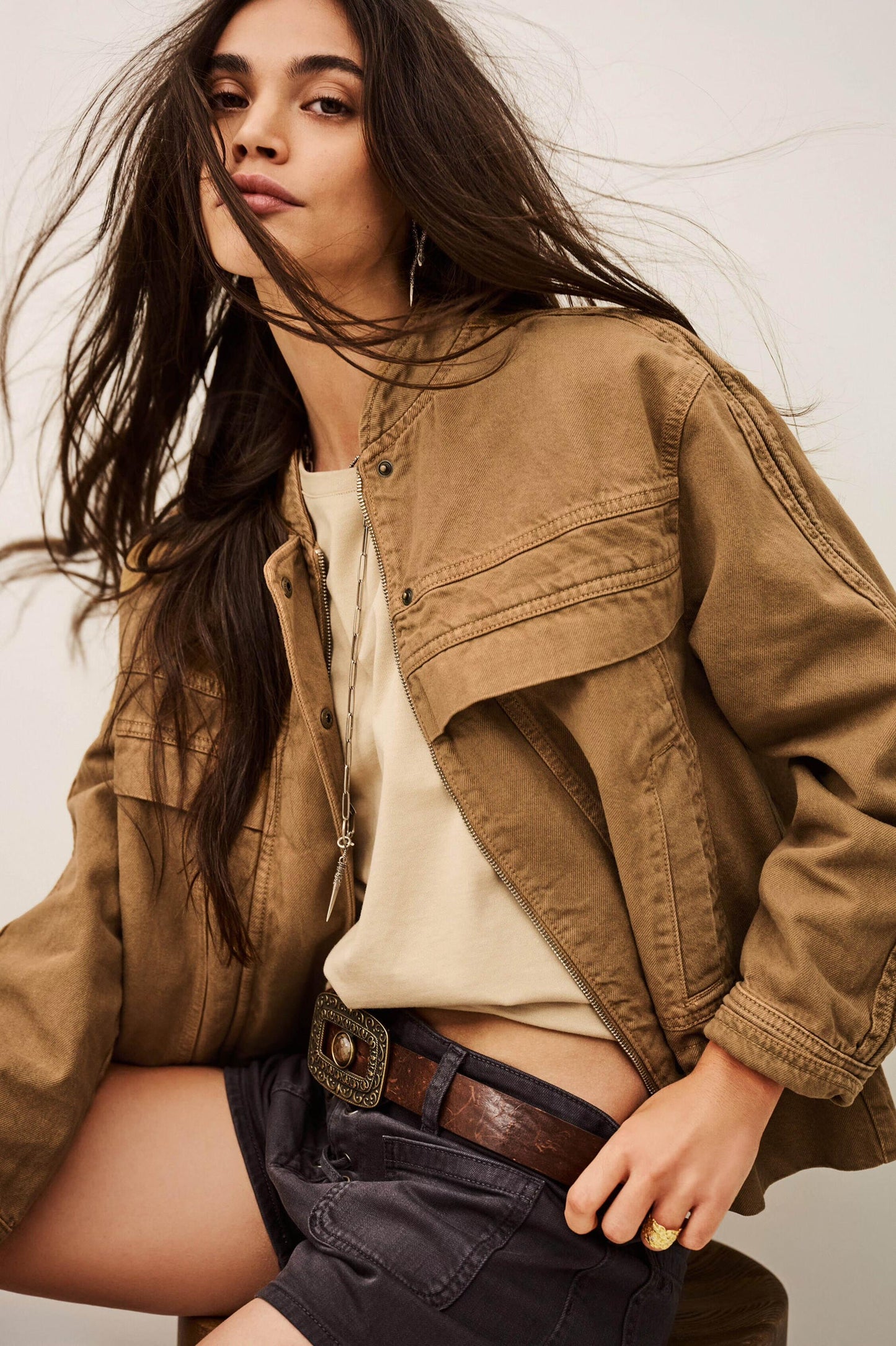 ba&sh Safari-Style Jacket Coly Brown
