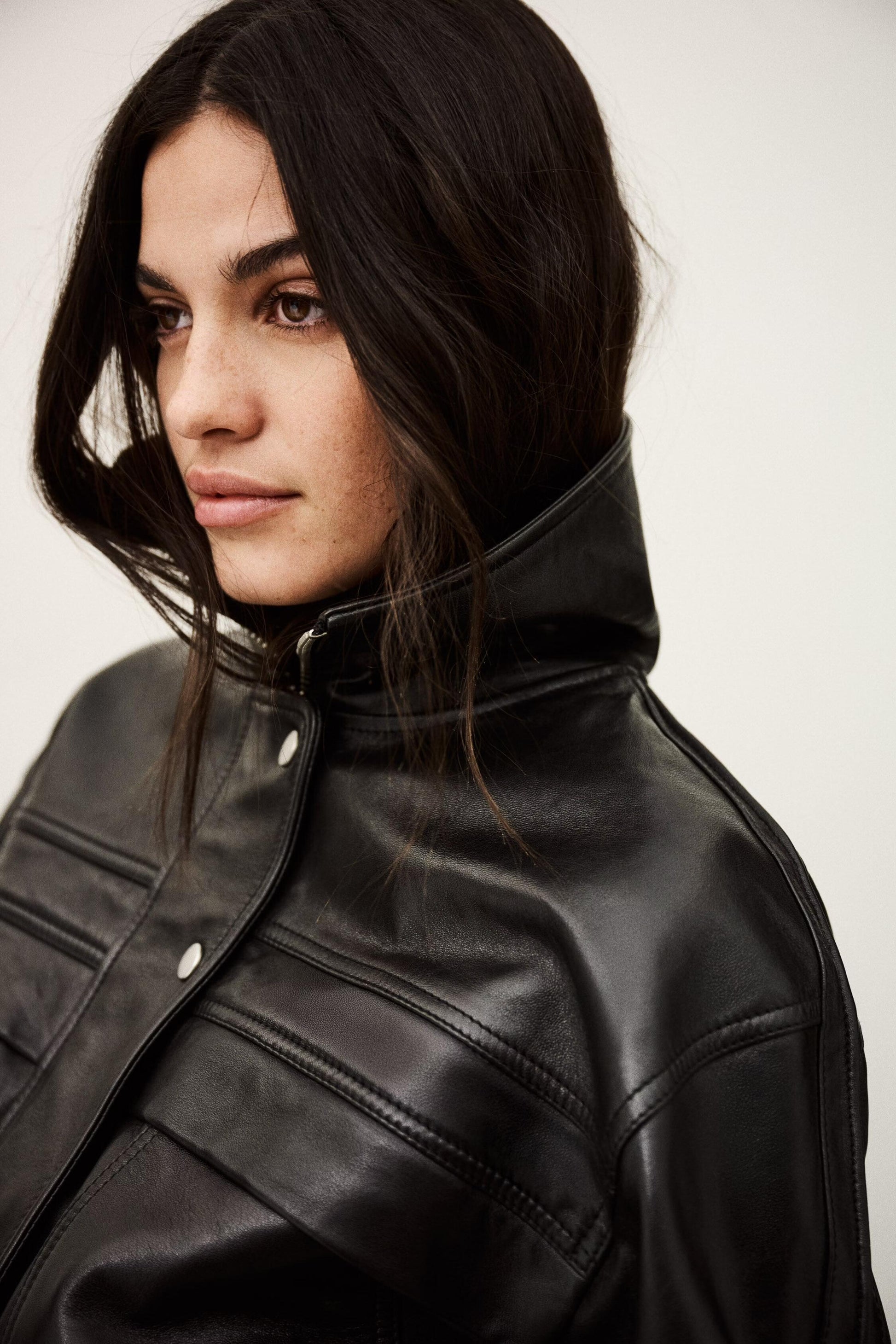 ba&sh Oversize Leather Jacket Kassia Black